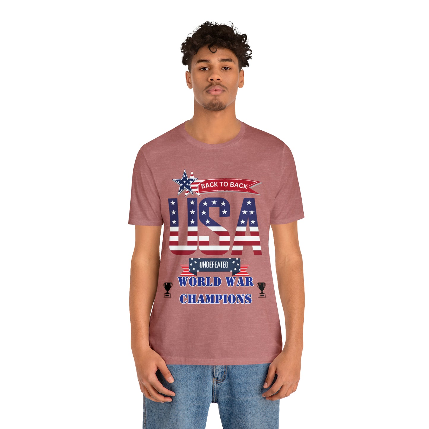 Back to Back World War Champions USA One Sided Unisex Jersey Short Sleeve Tee (Printed on front)