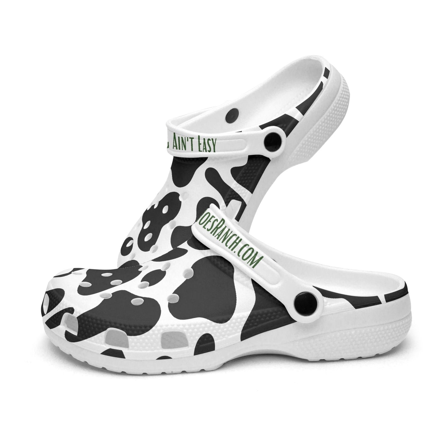 Cow Print Hoeing Ain't Easy Clogs