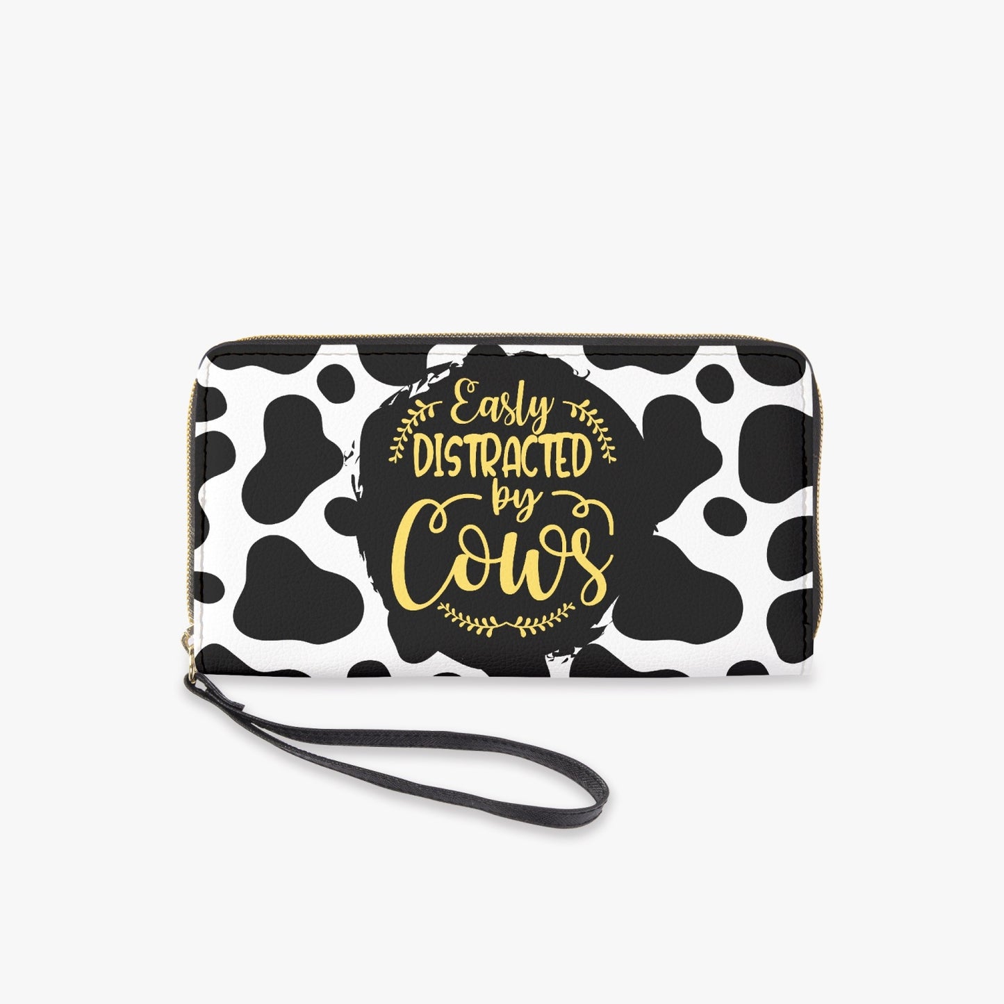 Easily Distracted by Cows Leather Wristlet Clutch Wallet