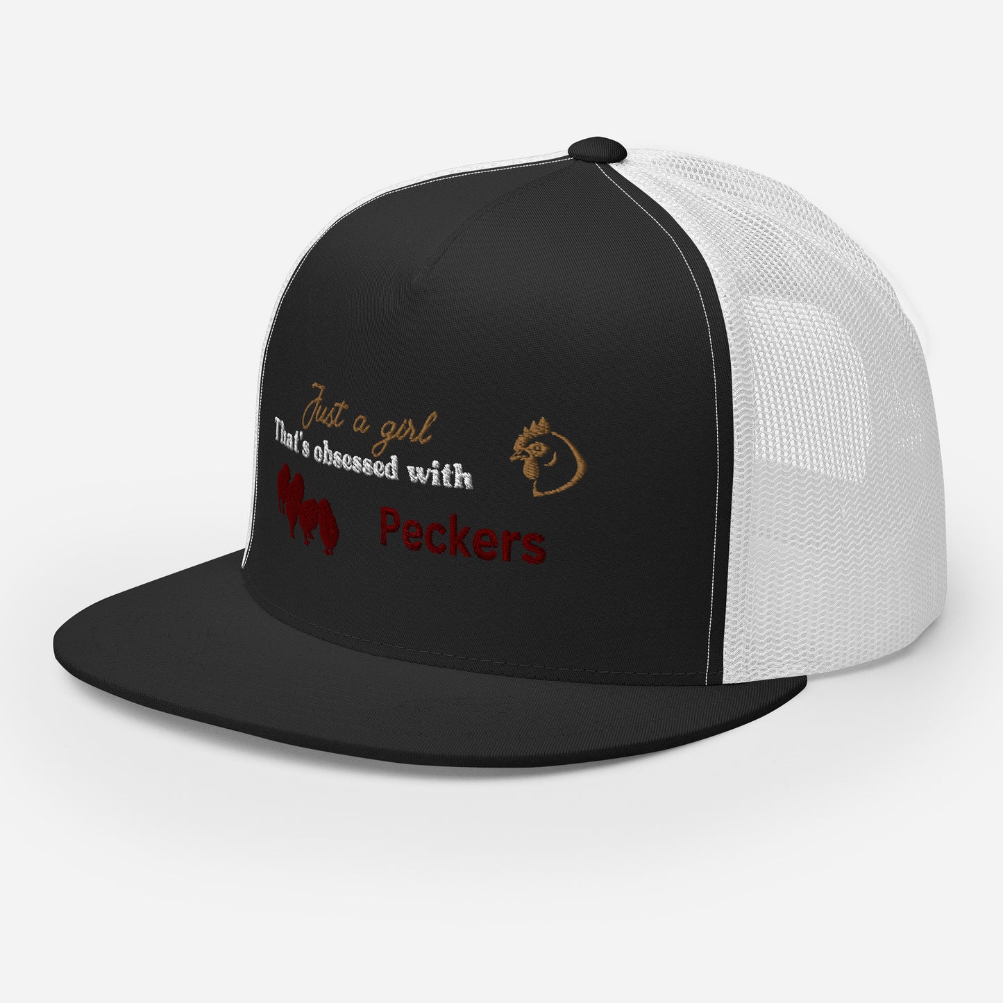 Funny Farming Hat Trucker Cap Just a Girl Obsessed with Peckers Chickens