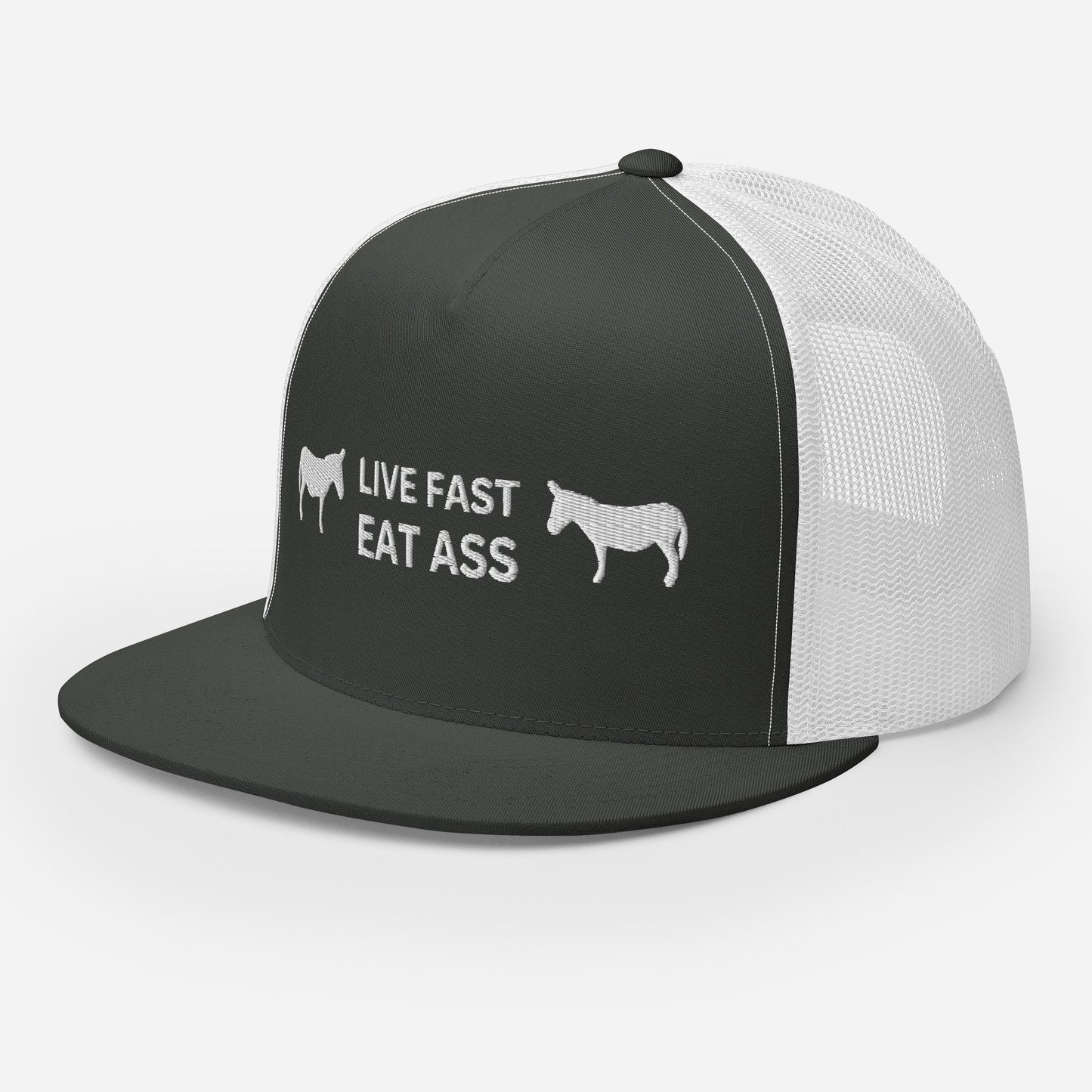 Funny Farming Trucker Cap Hat Live Fast Eat Ass Donkey