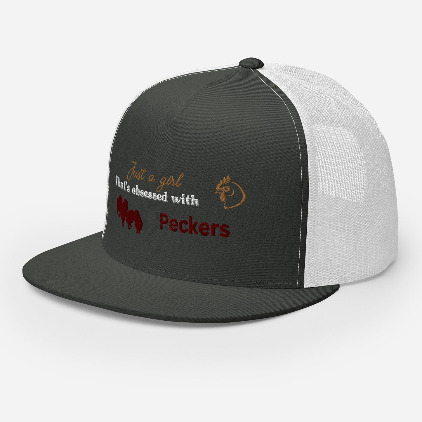 Funny Farming Hat Trucker Cap Just a Girl Obsessed with Peckers Chickens