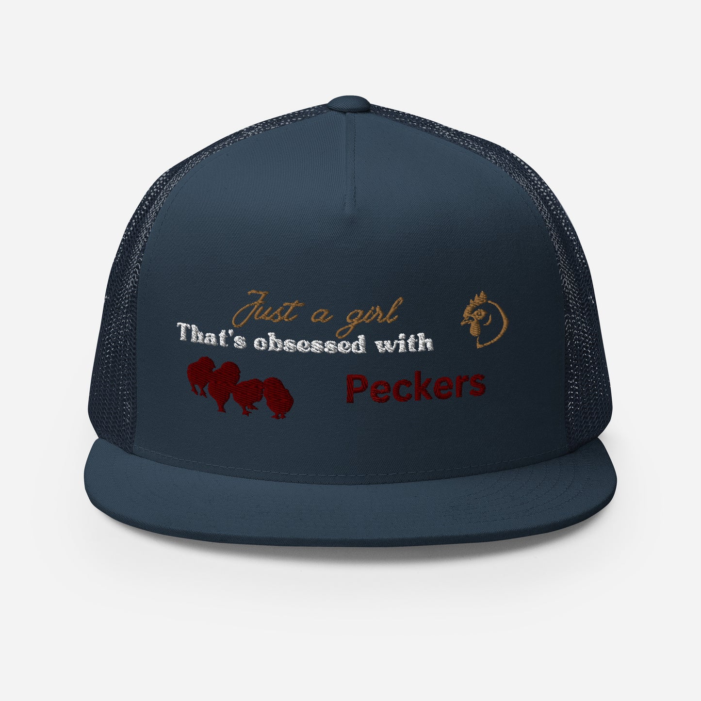 Funny Farming Hat Trucker Cap Just a Girl Obsessed with Peckers Chickens