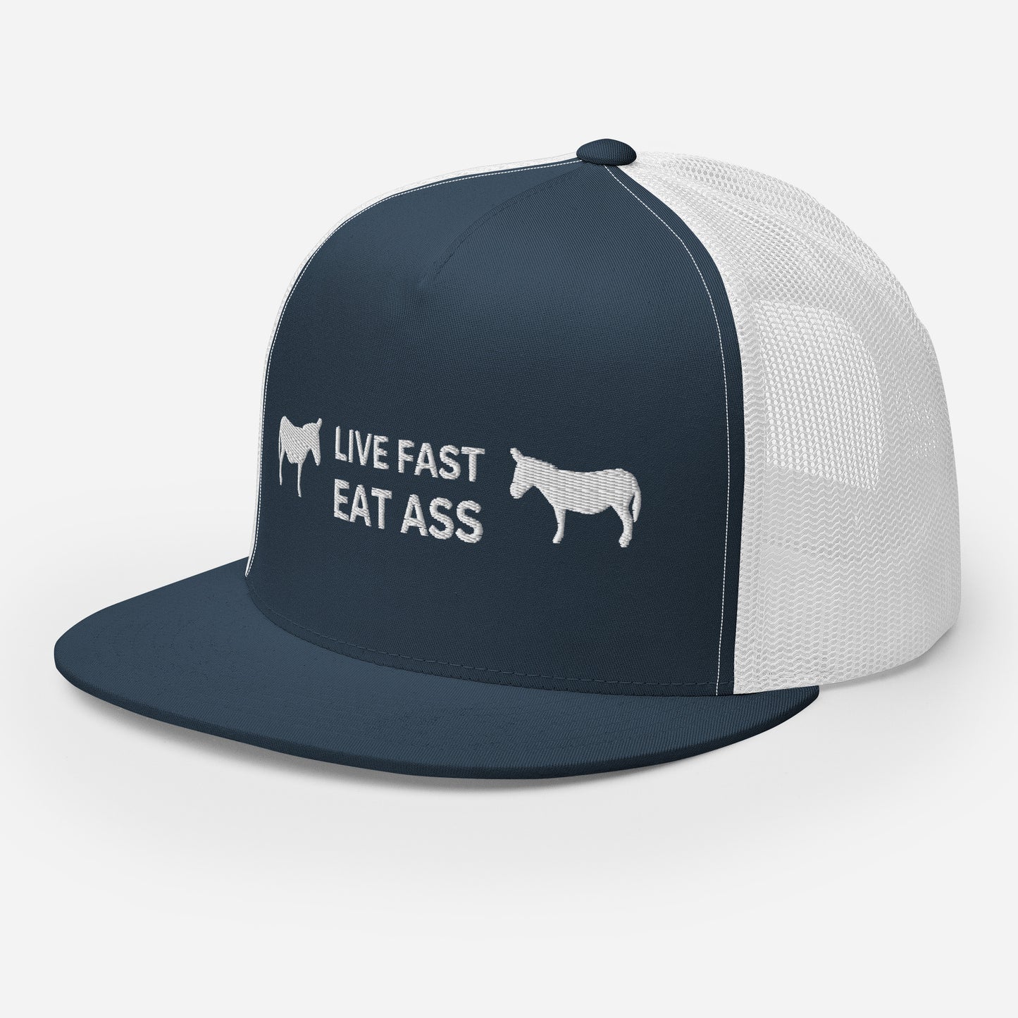 Funny Farming Trucker Cap Hat Live Fast Eat Ass Donkey