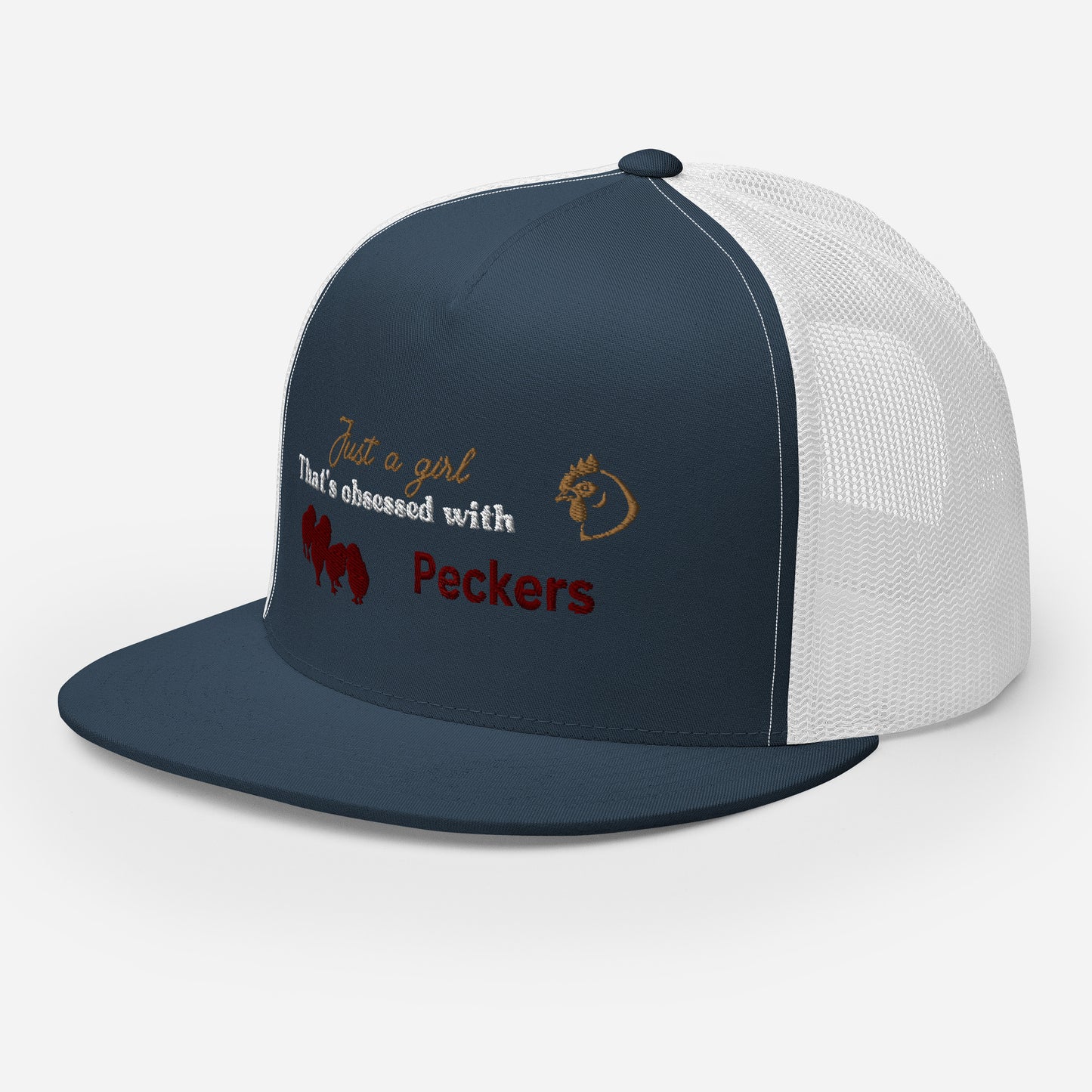 Funny Farming Hat Trucker Cap Just a Girl Obsessed with Peckers Chickens