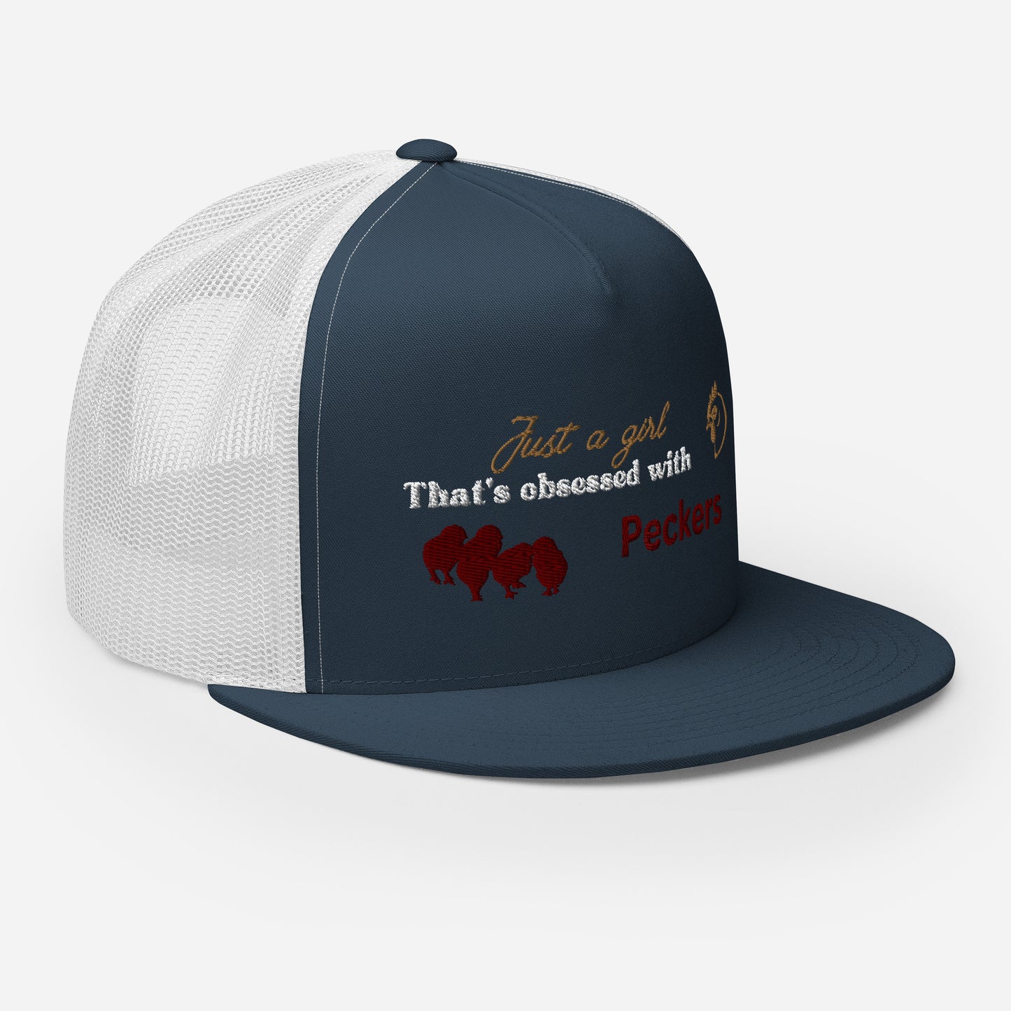 Funny Farming Hat Trucker Cap Just a Girl Obsessed with Peckers Chickens