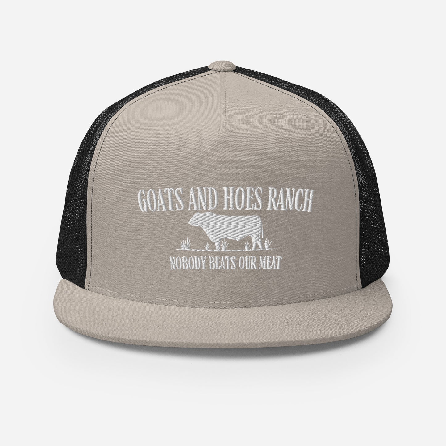 Funny Farming Goats & Hoes Ranch Trucker Cap "Nobody Beats our Meat"