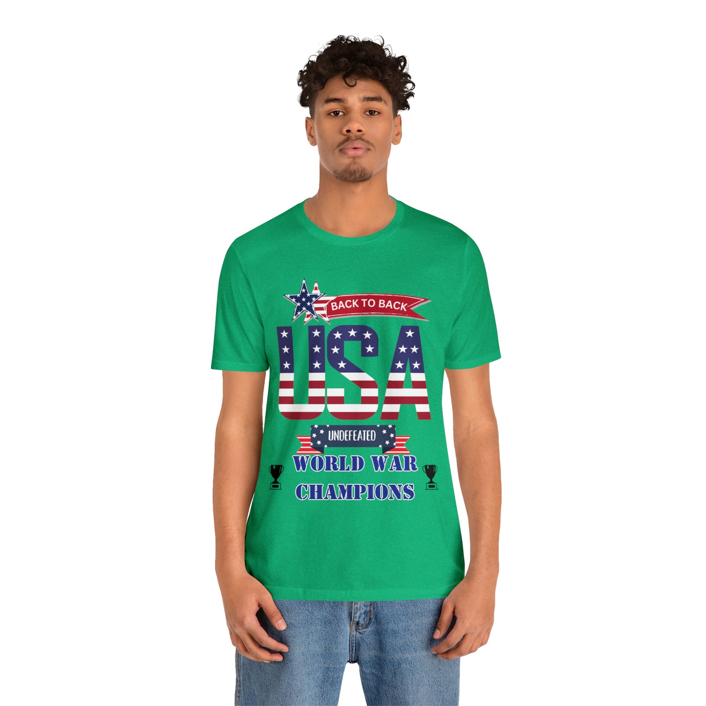 Back to Back World War Champions USA One Sided Unisex Jersey Short Sleeve Tee (Printed on front)