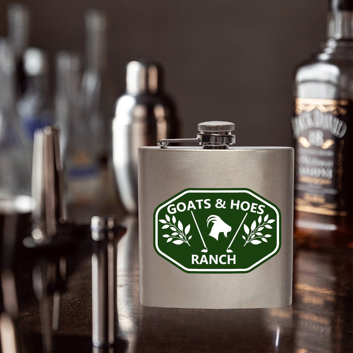 Goats and Hoes Ranch 6oz Stainless Steel Hip Flask