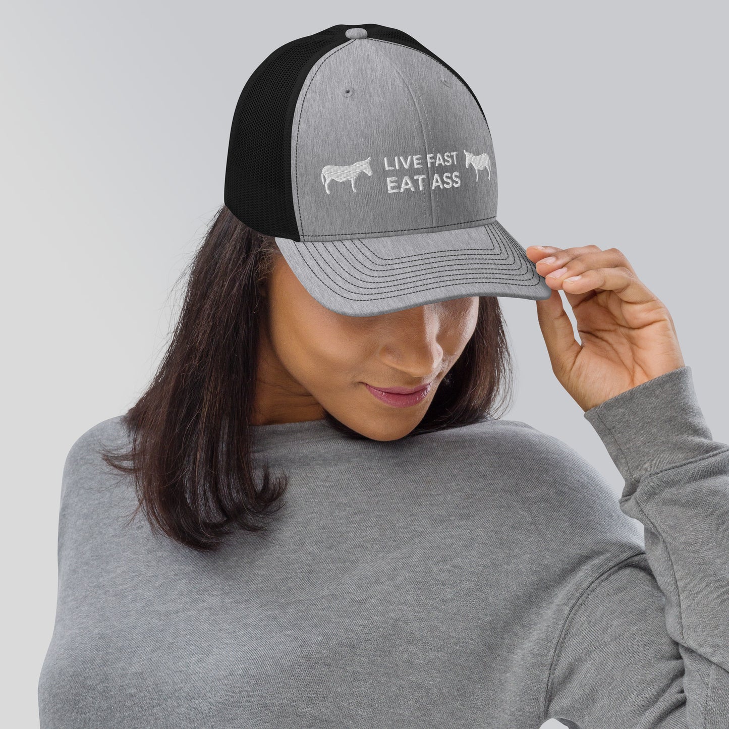 Funny Farming Trucker Cap Hat Live Fast Eat Ass Donkey
