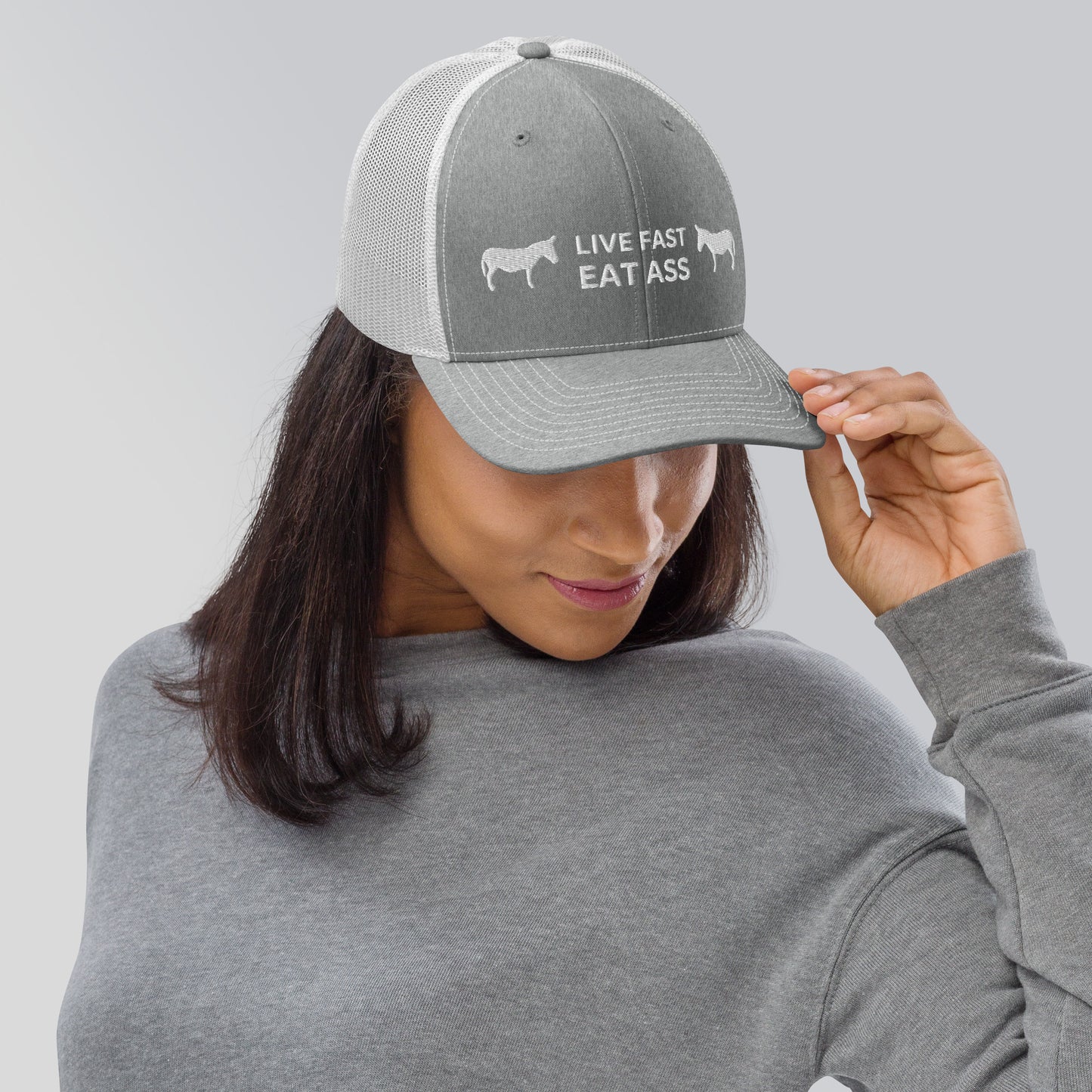Funny Farming Trucker Cap Hat Live Fast Eat Ass Donkey