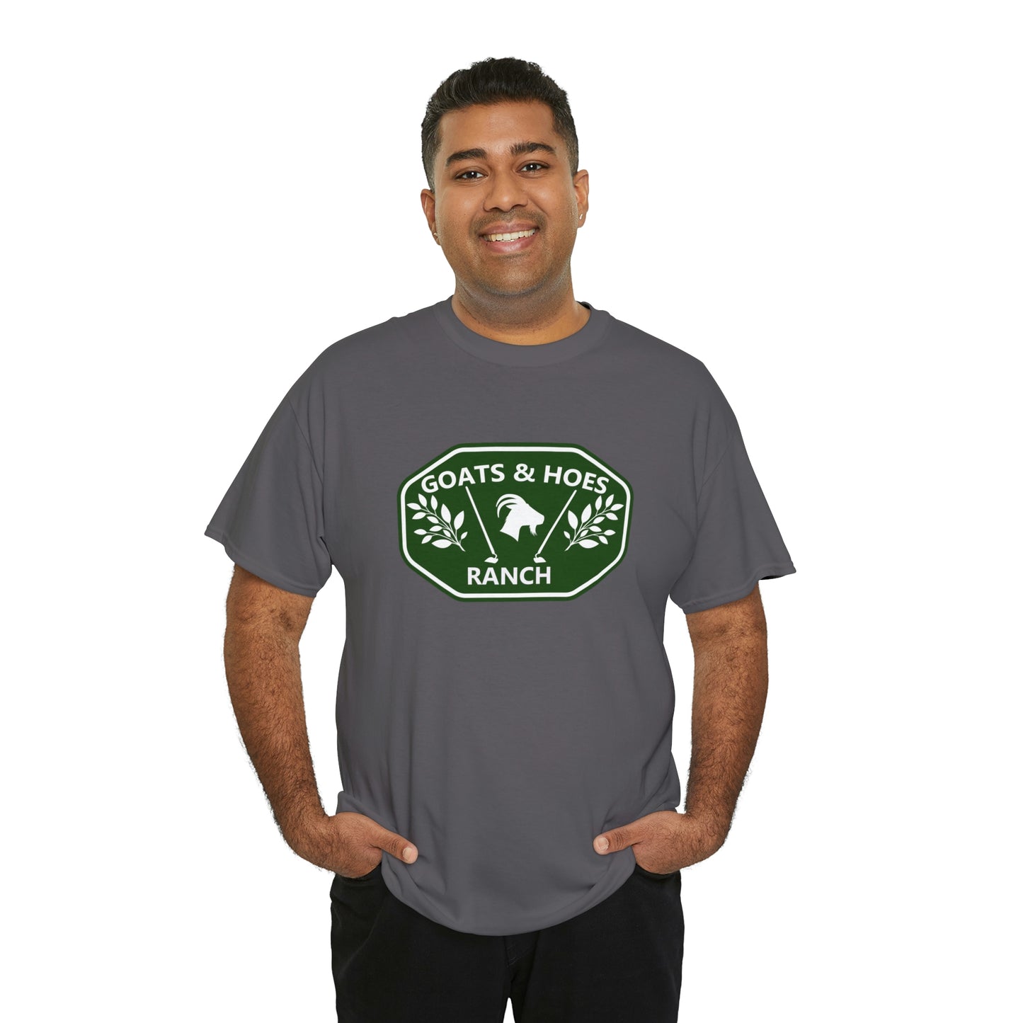 "Goats & Hoes Ranch" One Sided Unisex Heavy Cotton Tee - Printed on Front