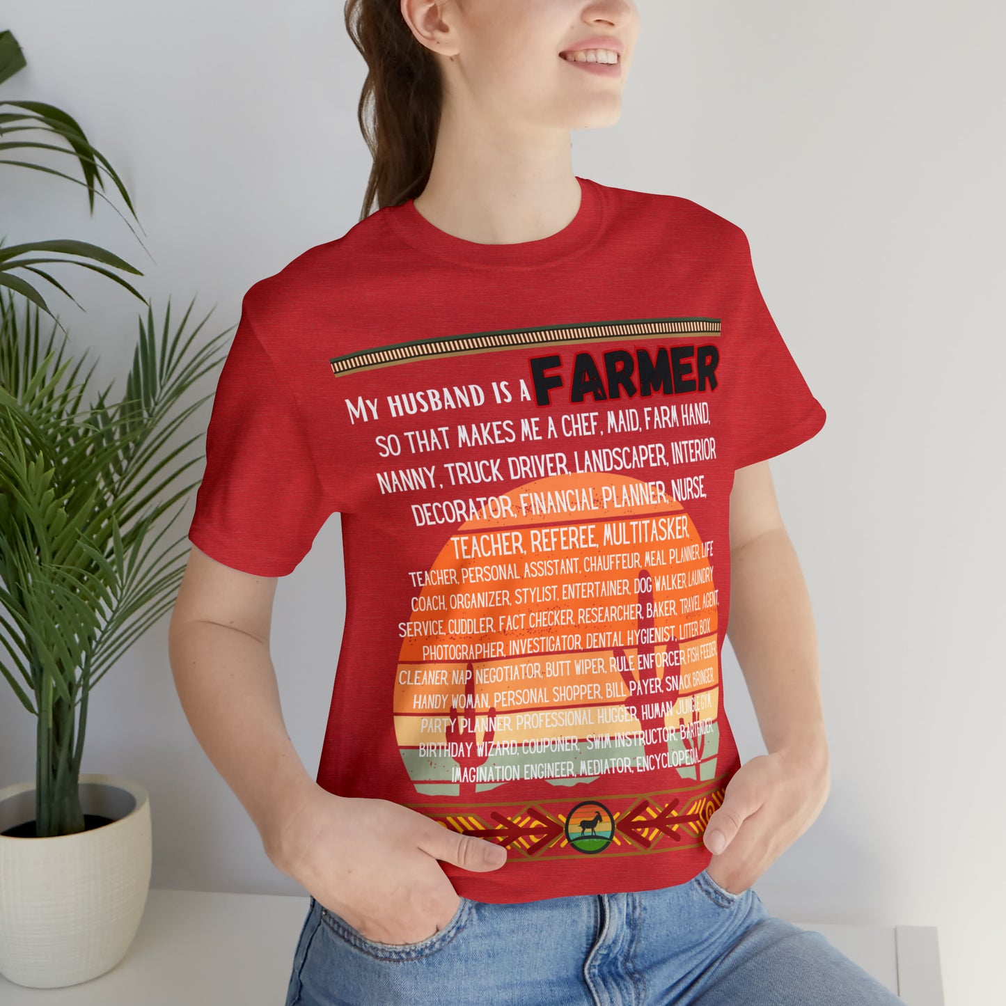 Farmer's Wife (Black Lettering) One Sided Unisex Jersey Short Sleeve Tee (Printed on Front)