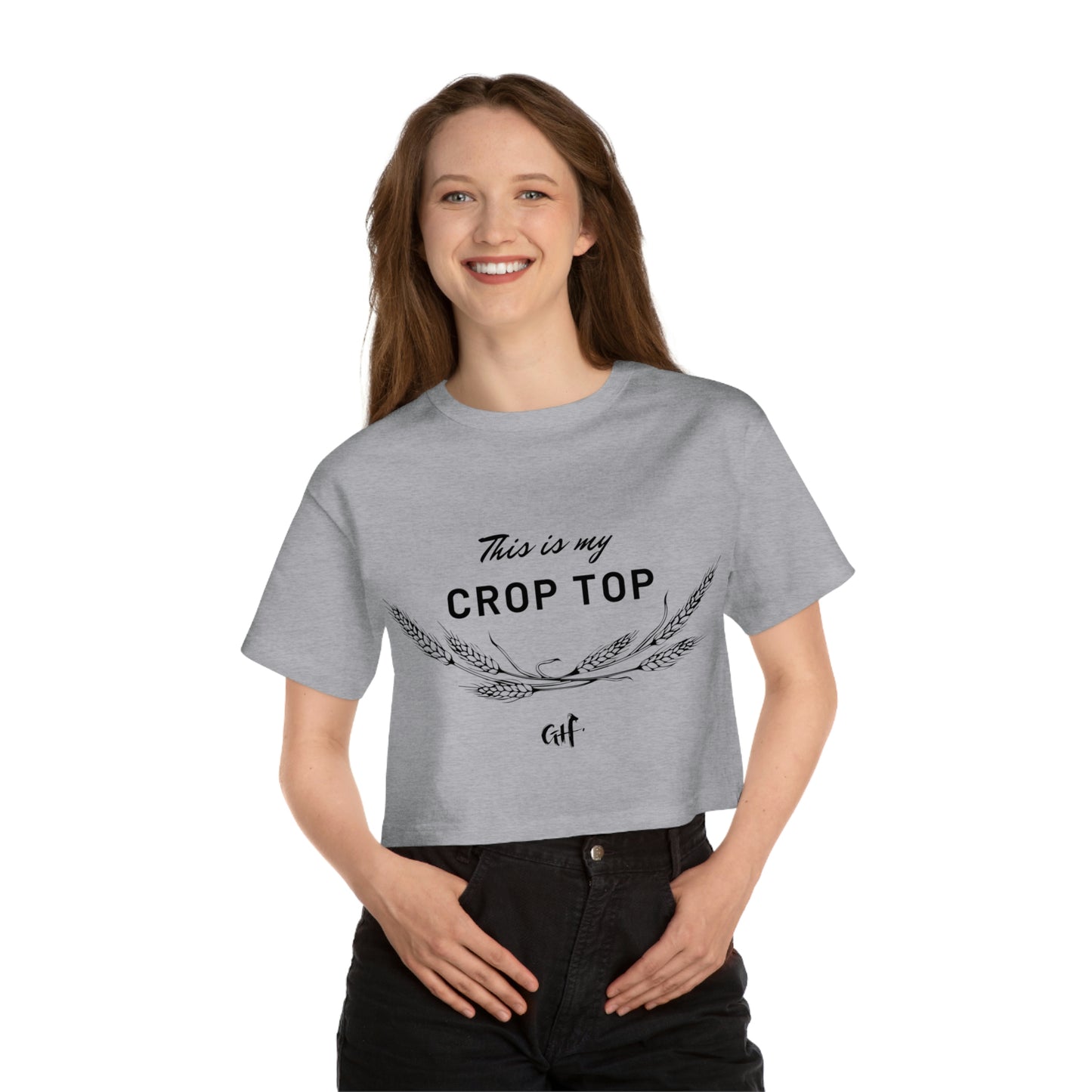 "Crop Top" One Sided Champion Women's Heritage Cropped T-Shirt (Printed on Front)