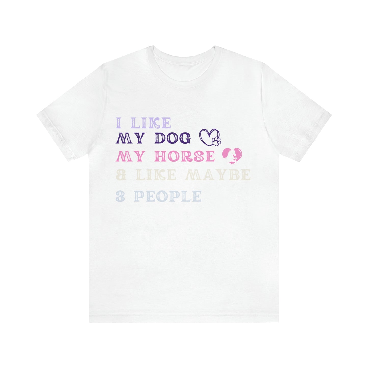 "Dog, Horse & 3 People" One Sided Unisex Jersey Short Sleeve Tee (Printed on Front)