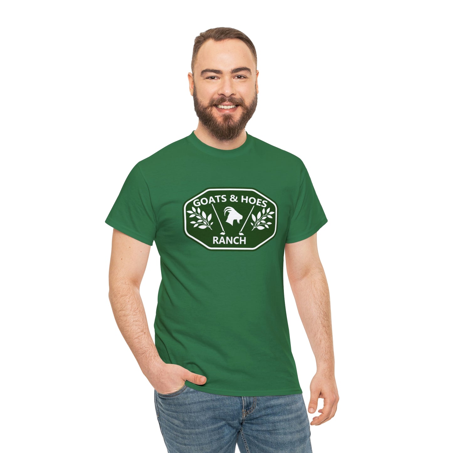 "Goats & Hoes Ranch" One Sided Unisex Heavy Cotton Tee - Printed on Front