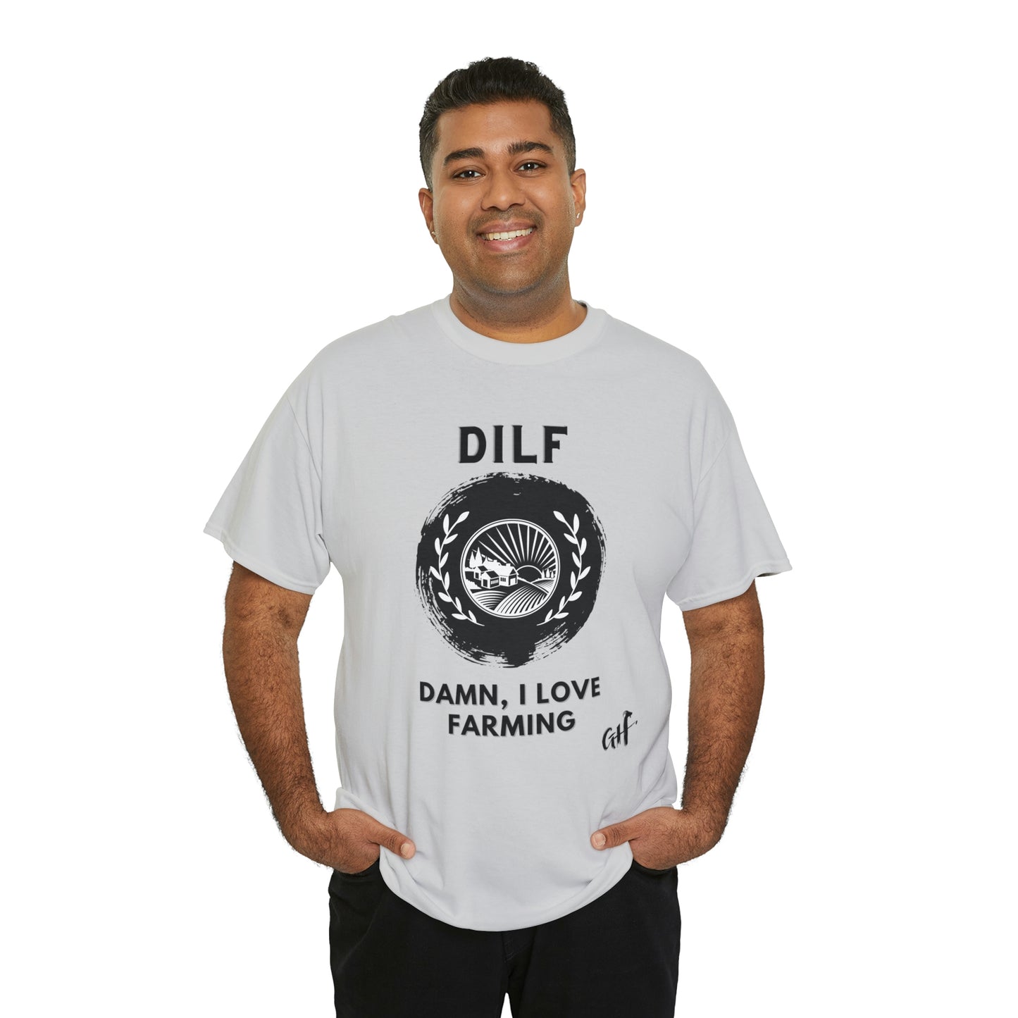 "DILF" One Sided Unisex Heavy Cotton Tee- Printed on Front