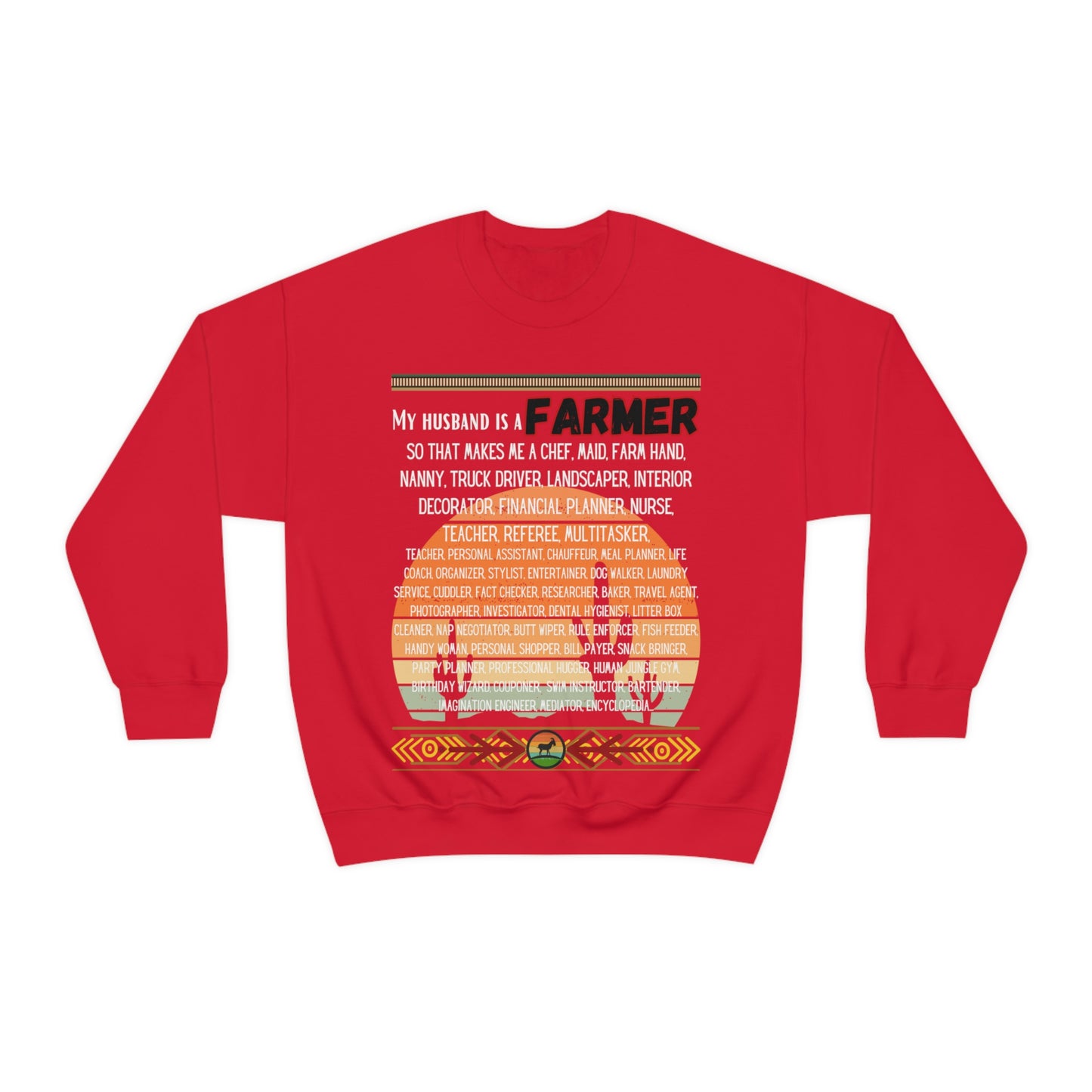 Farmer's Wife (White Lettering) One Sided Unisex Heavy Blend™ Crewneck Sweatshirt (Printed on Front)