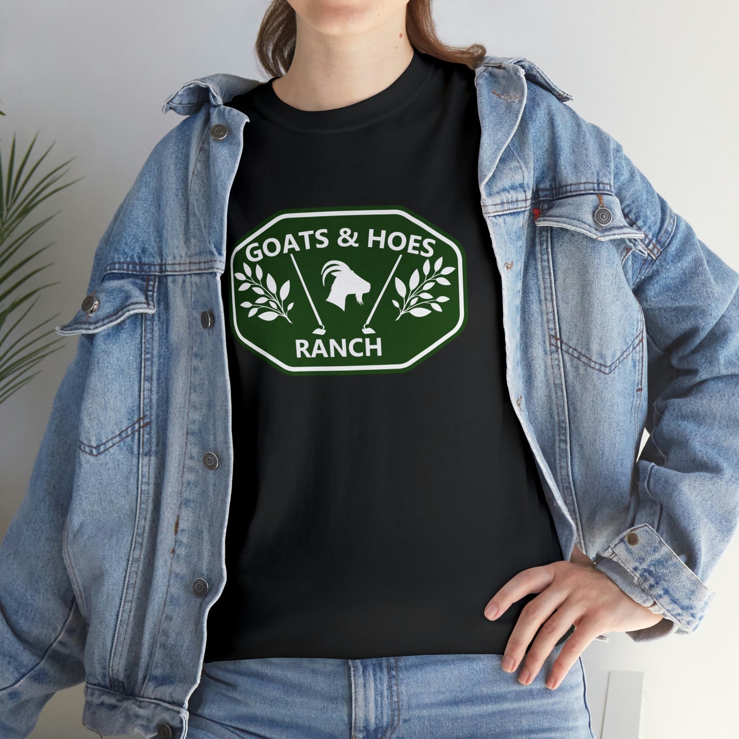 "Goats & Hoes Ranch" One Sided Unisex Heavy Cotton Tee - Printed on Front