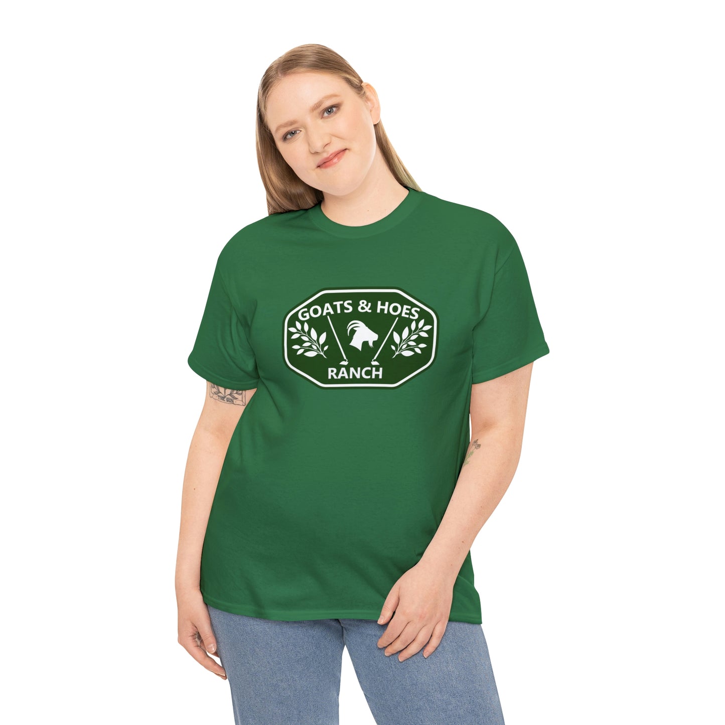 "Goats & Hoes Ranch" One Sided Unisex Heavy Cotton Tee - Printed on Front