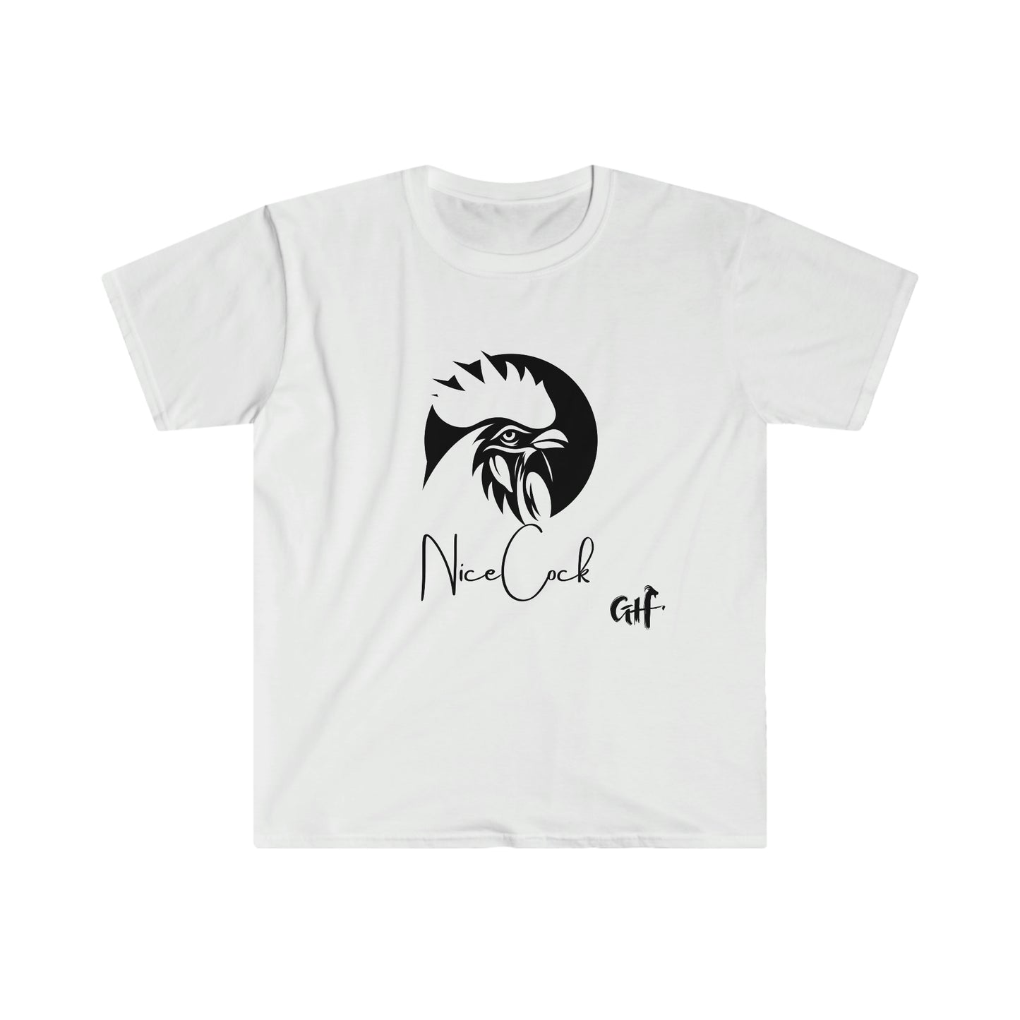 "Nice Cock" Rooster One Sided Unisex Softstyle T-Shirt - Printed on Front