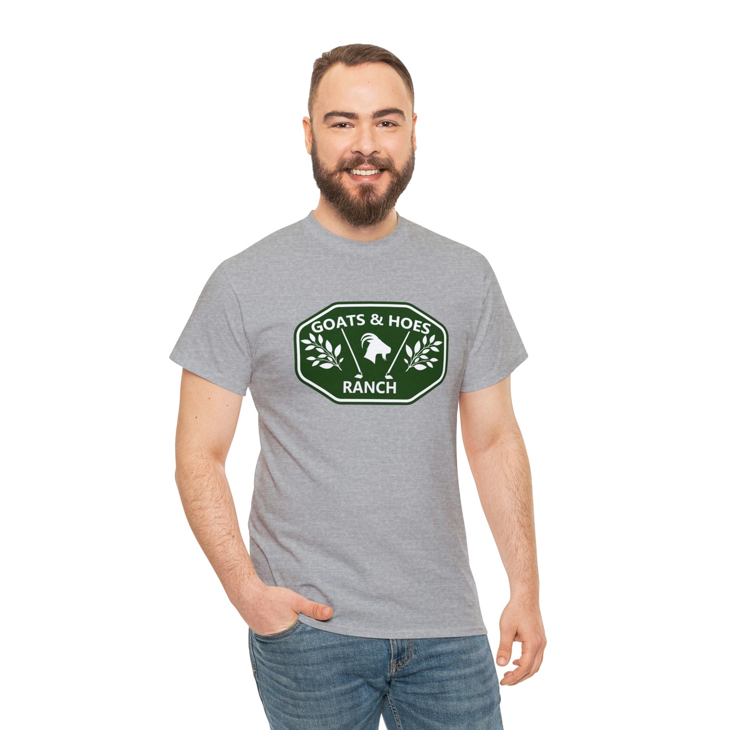 "Goats & Hoes Ranch" One Sided Unisex Heavy Cotton Tee - Printed on Front