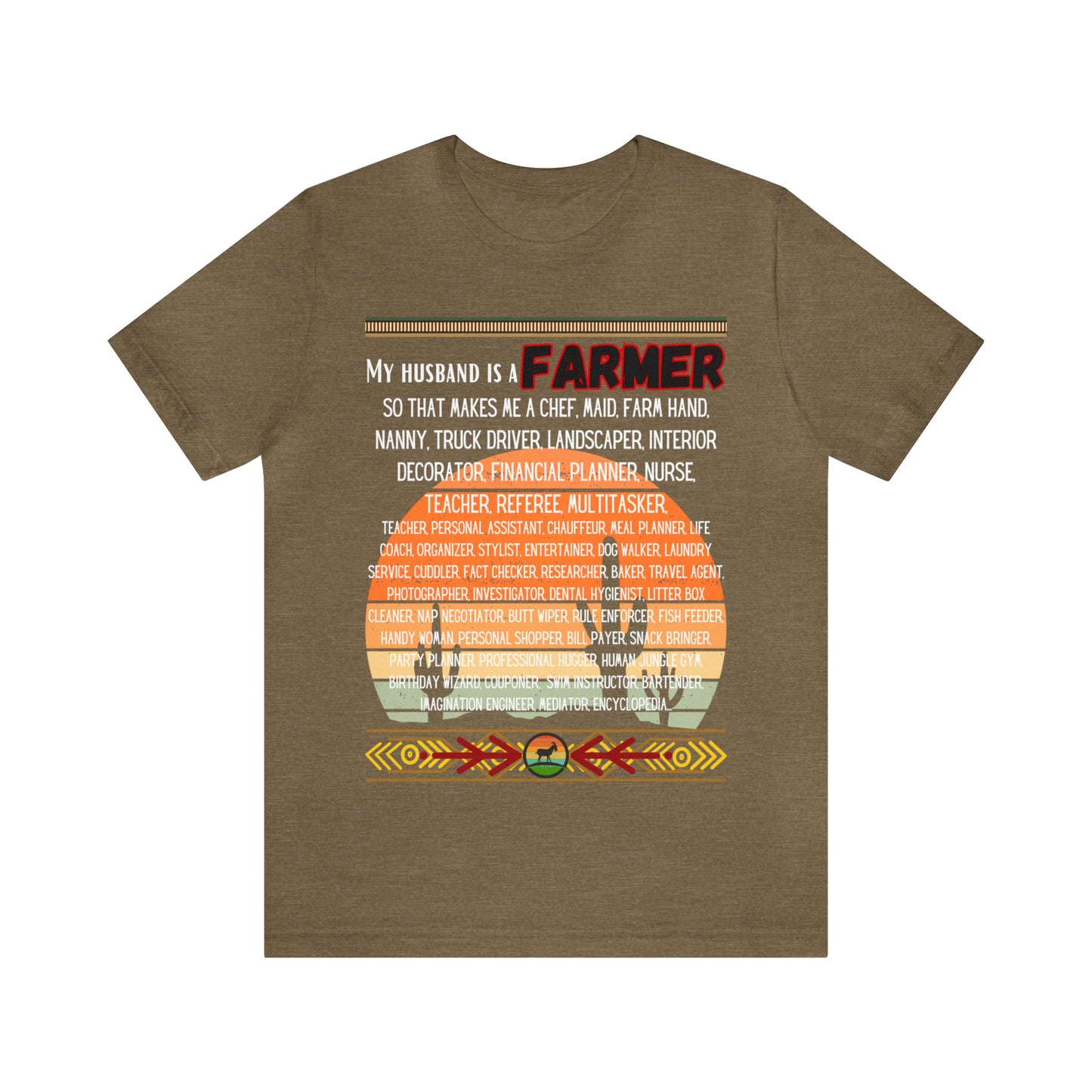 Farmer's Wife (Black Lettering) One Sided Unisex Jersey Short Sleeve Tee (Printed on Front)