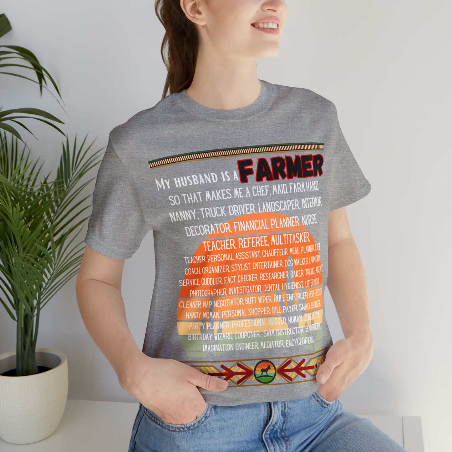 Farmer's Wife (Black Lettering) One Sided Unisex Jersey Short Sleeve Tee (Printed on Front)