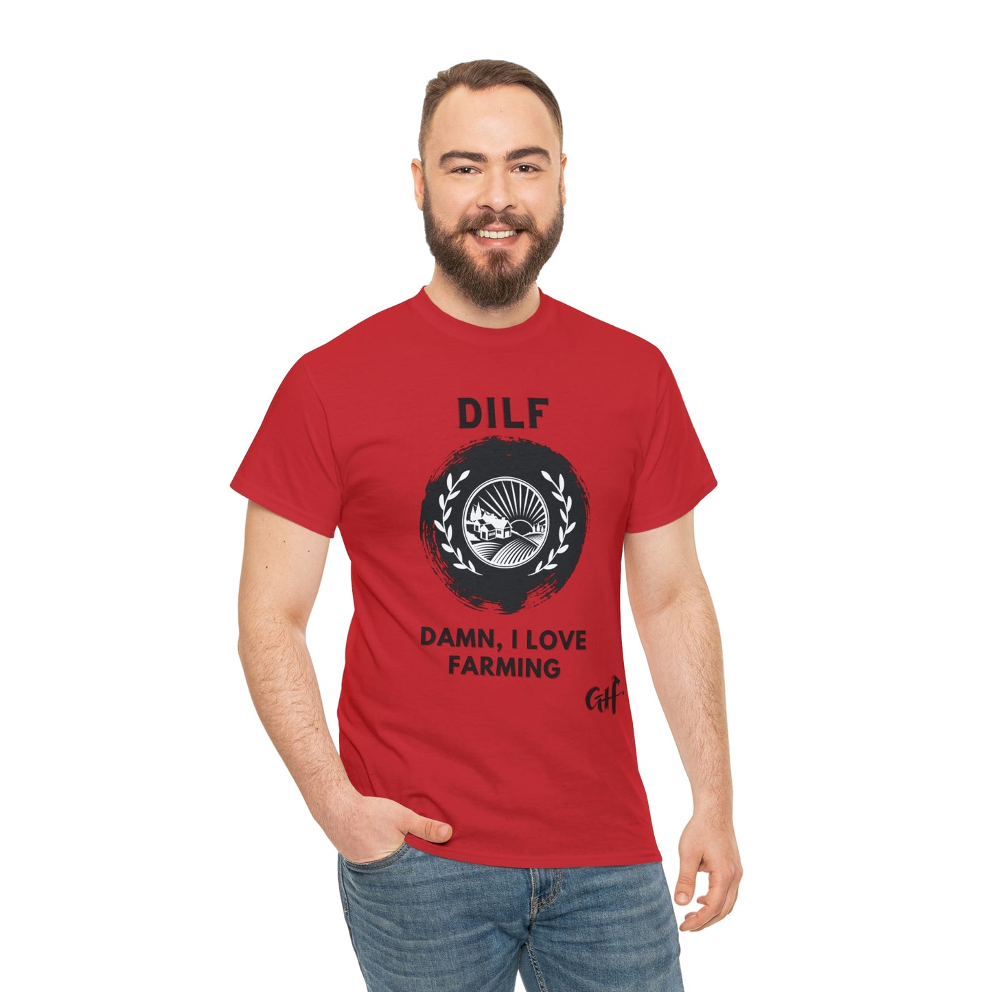 "DILF" One Sided Unisex Heavy Cotton Tee- Printed on Front