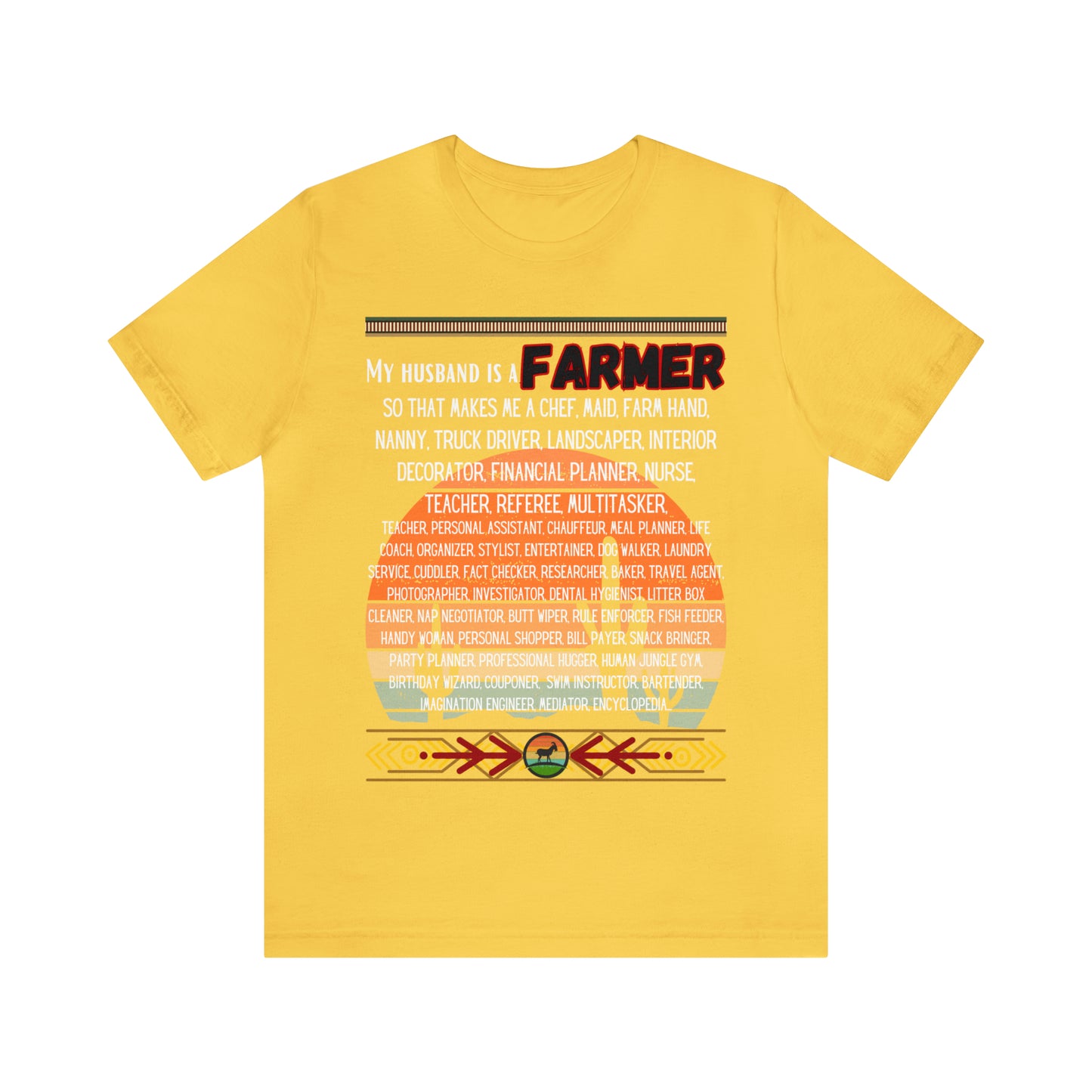 Farmer's Wife (Black Lettering) One Sided Unisex Jersey Short Sleeve Tee (Printed on Front)