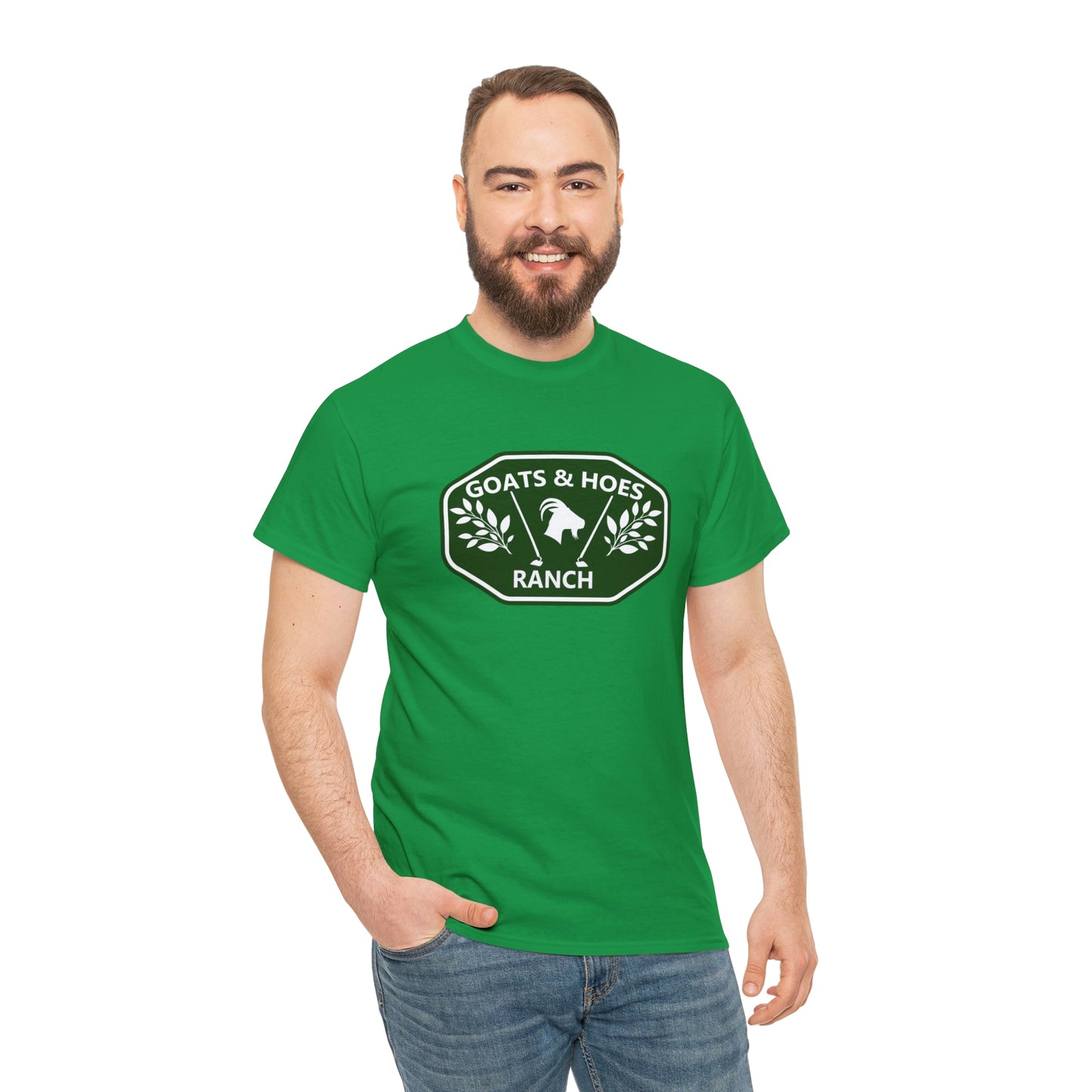 "Goats & Hoes Ranch" One Sided Unisex Heavy Cotton Tee - Printed on Front