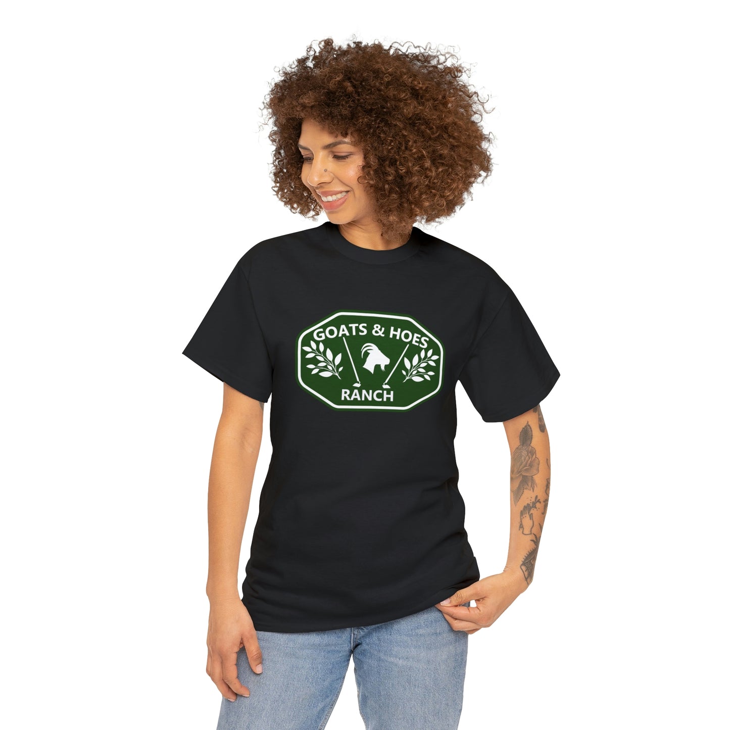 "Goats & Hoes Ranch" One Sided Unisex Heavy Cotton Tee - Printed on Front
