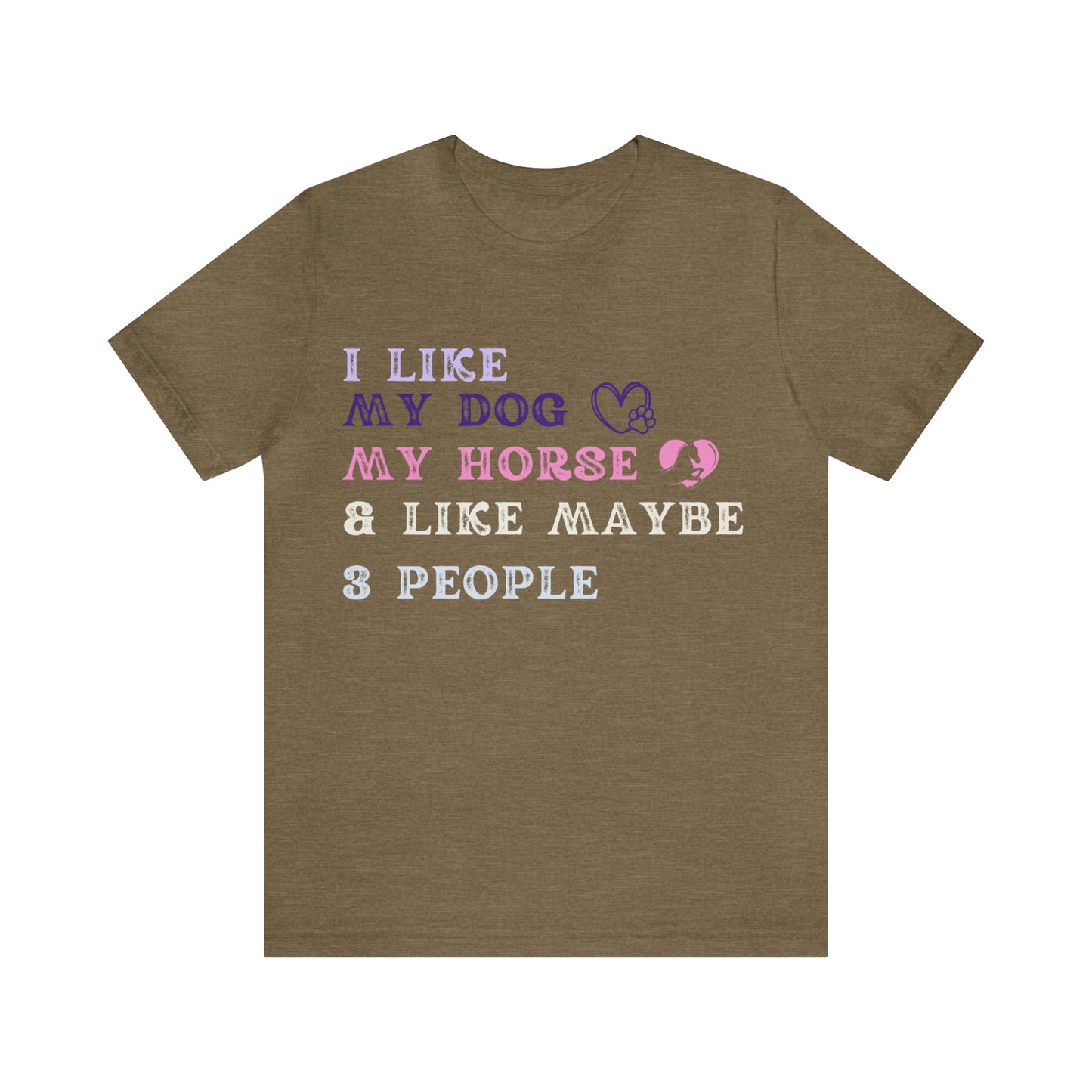 "Dog, Horse & 3 People" One Sided Unisex Jersey Short Sleeve Tee (Printed on Front)