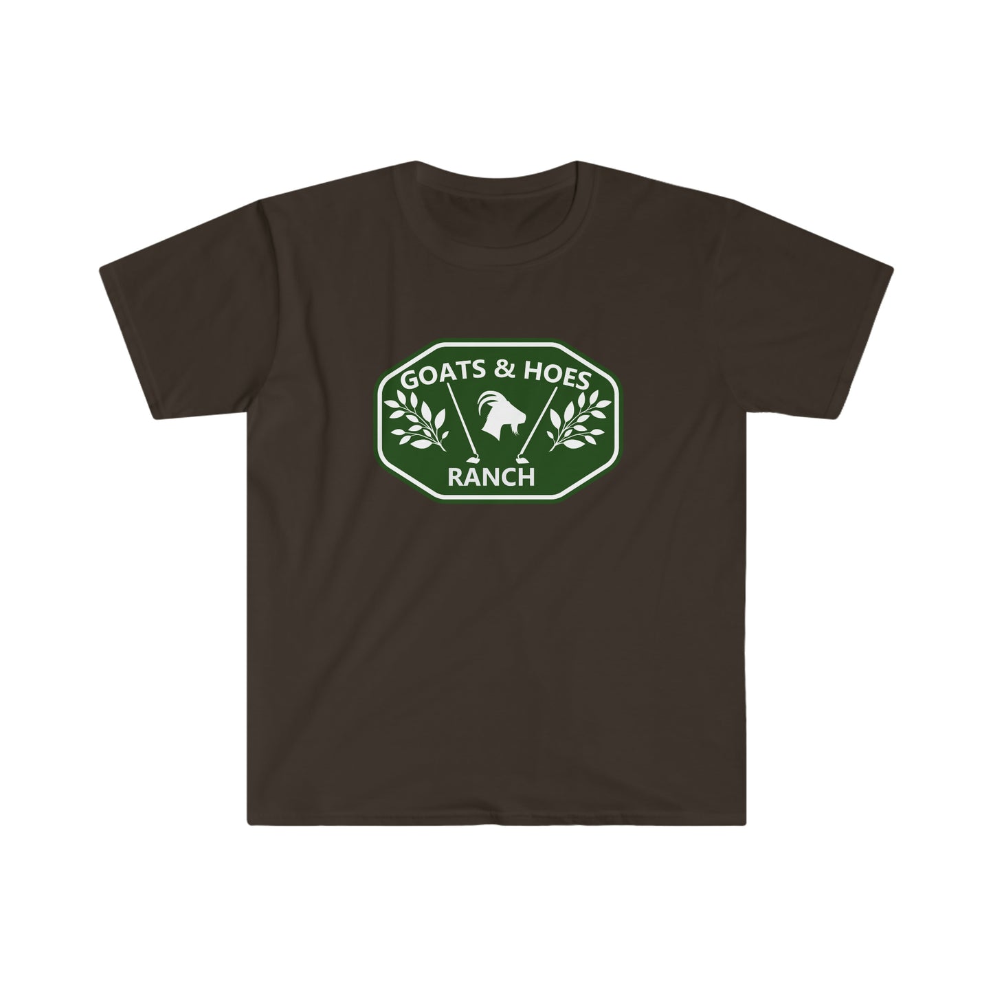 "Goats &Hoes Ranch" One Sided Unisex Softstyle T-Shirt - Printed on Front