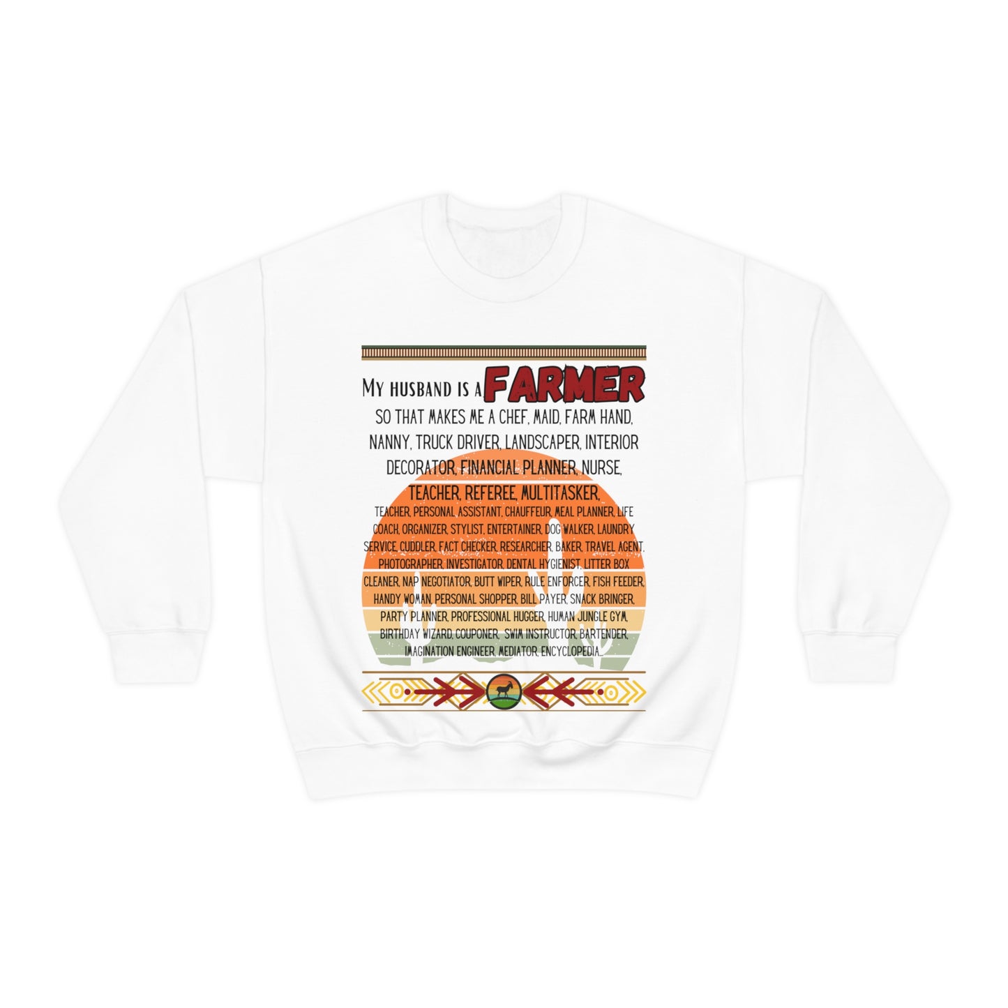 Farmer's Wife (Black Lettering) One Sided Unisex Heavy Blend™ Crewneck Sweatshirt (Printed on Front)