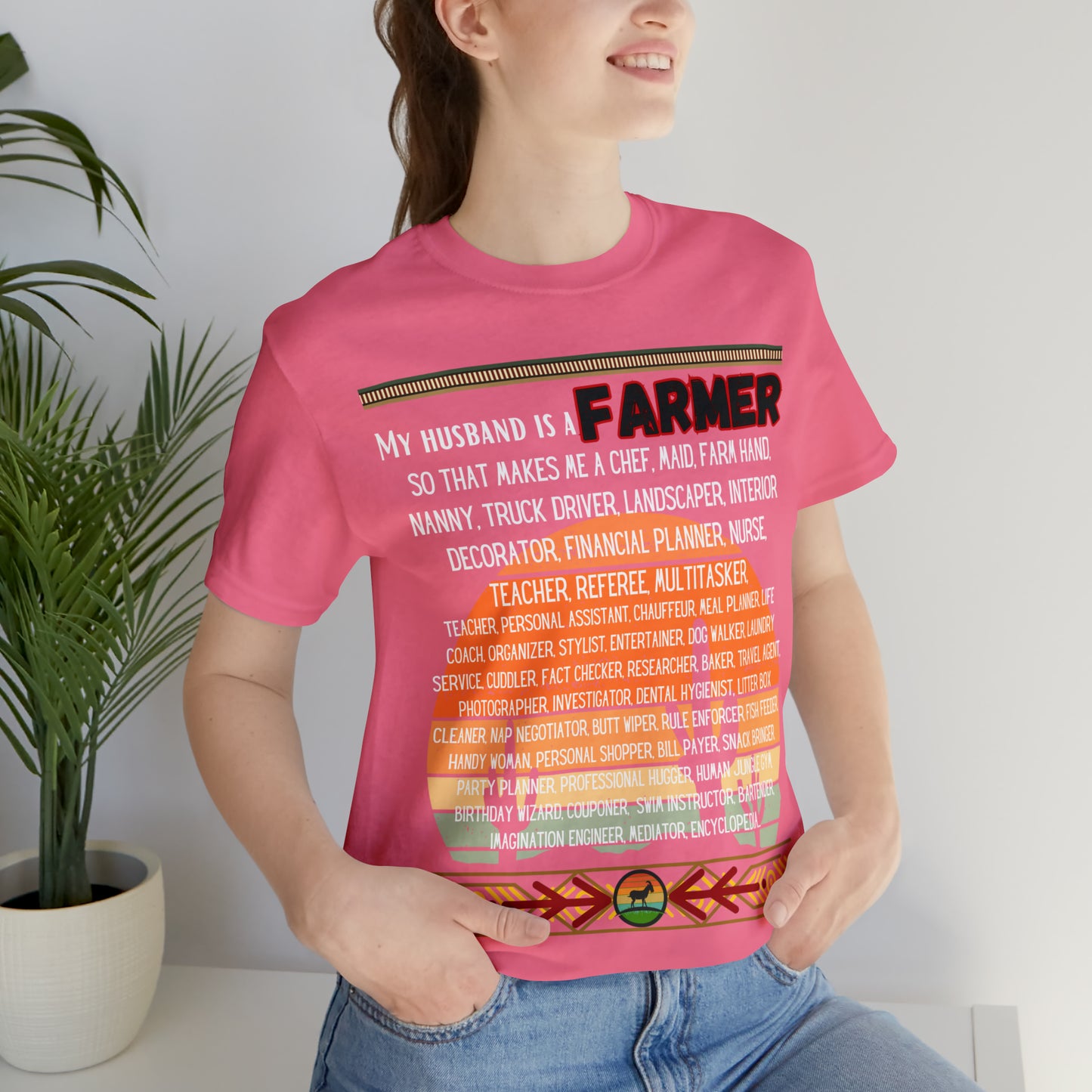 Farmer's Wife (Black Lettering) One Sided Unisex Jersey Short Sleeve Tee (Printed on Front)