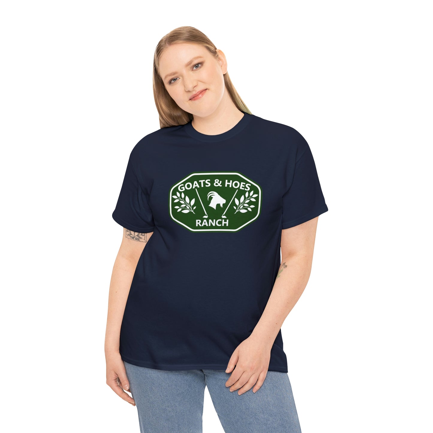 "Goats & Hoes Ranch" One Sided Unisex Heavy Cotton Tee - Printed on Front