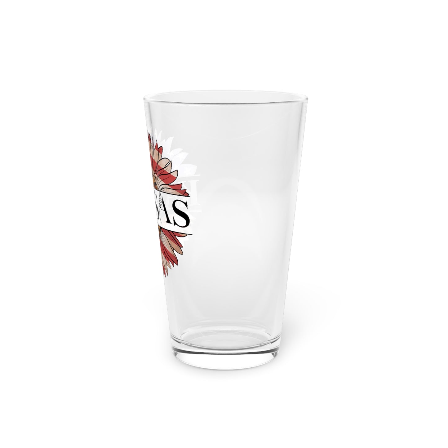 Kansas American Flag Colored Sunflower Pint Glass, 16oz