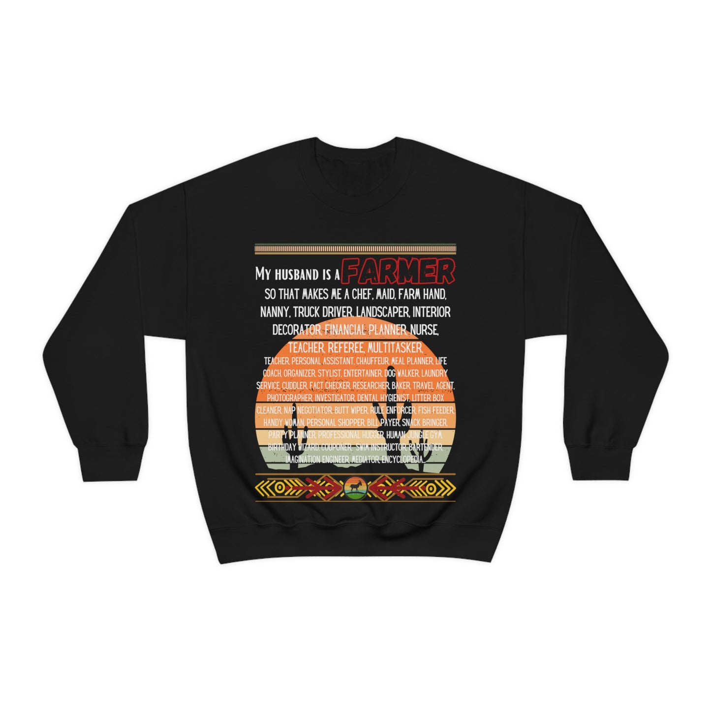 Farmer's Wife (White Lettering) One Sided Unisex Heavy Blend™ Crewneck Sweatshirt (Printed on Front)