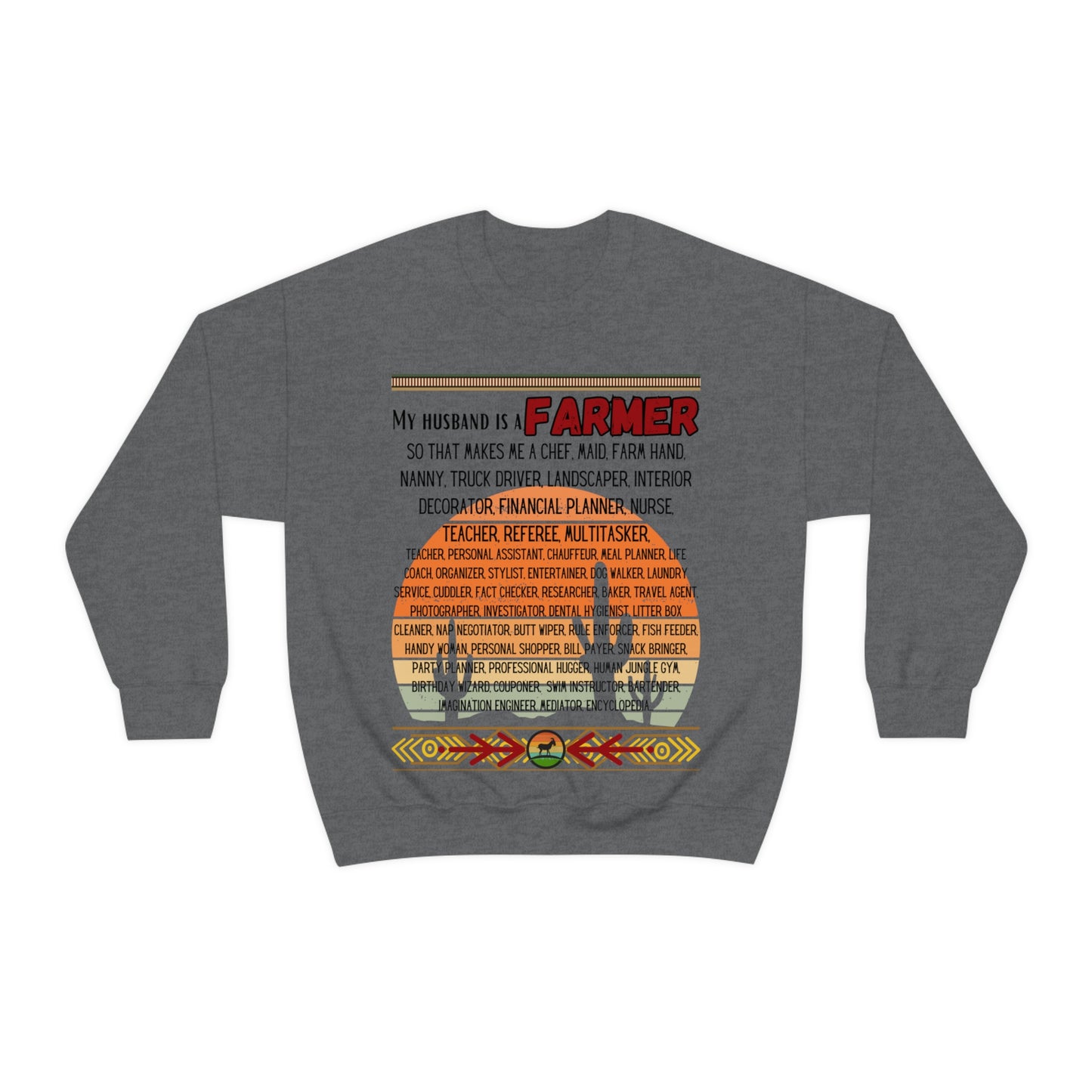 Farmer's Wife (Black Lettering) One Sided Unisex Heavy Blend™ Crewneck Sweatshirt (Printed on Front)