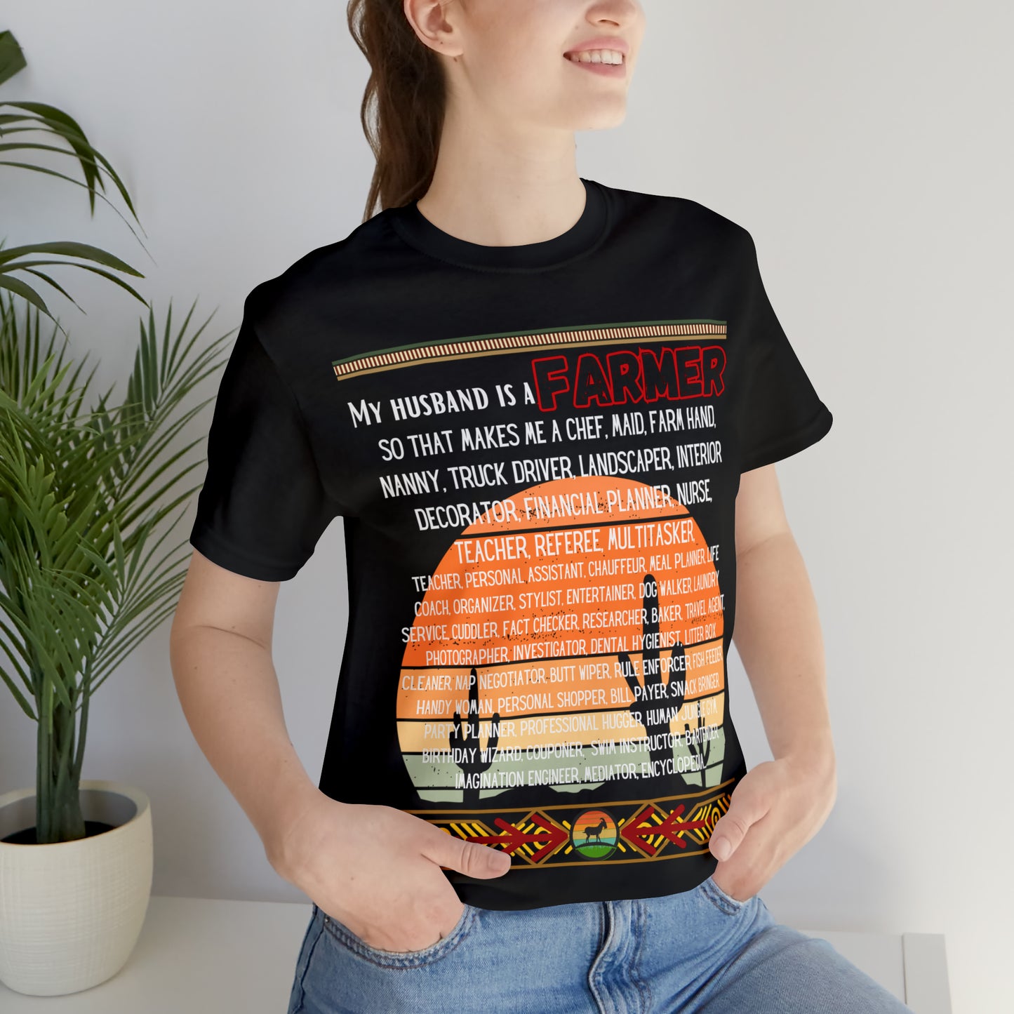 Farmer's Wife (Black Lettering) One Sided Unisex Jersey Short Sleeve Tee (Printed on Front)