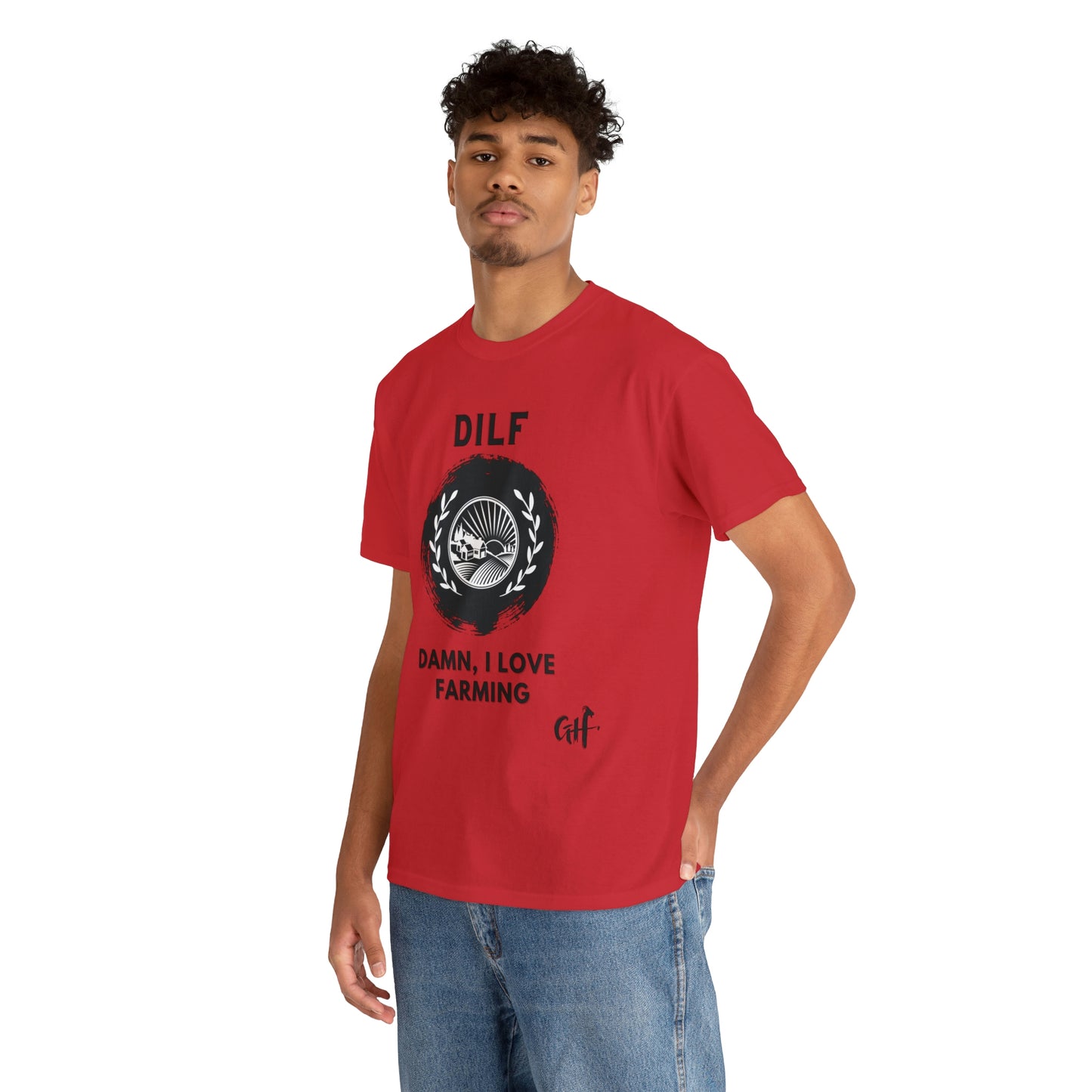 "DILF" One Sided Unisex Heavy Cotton Tee- Printed on Front