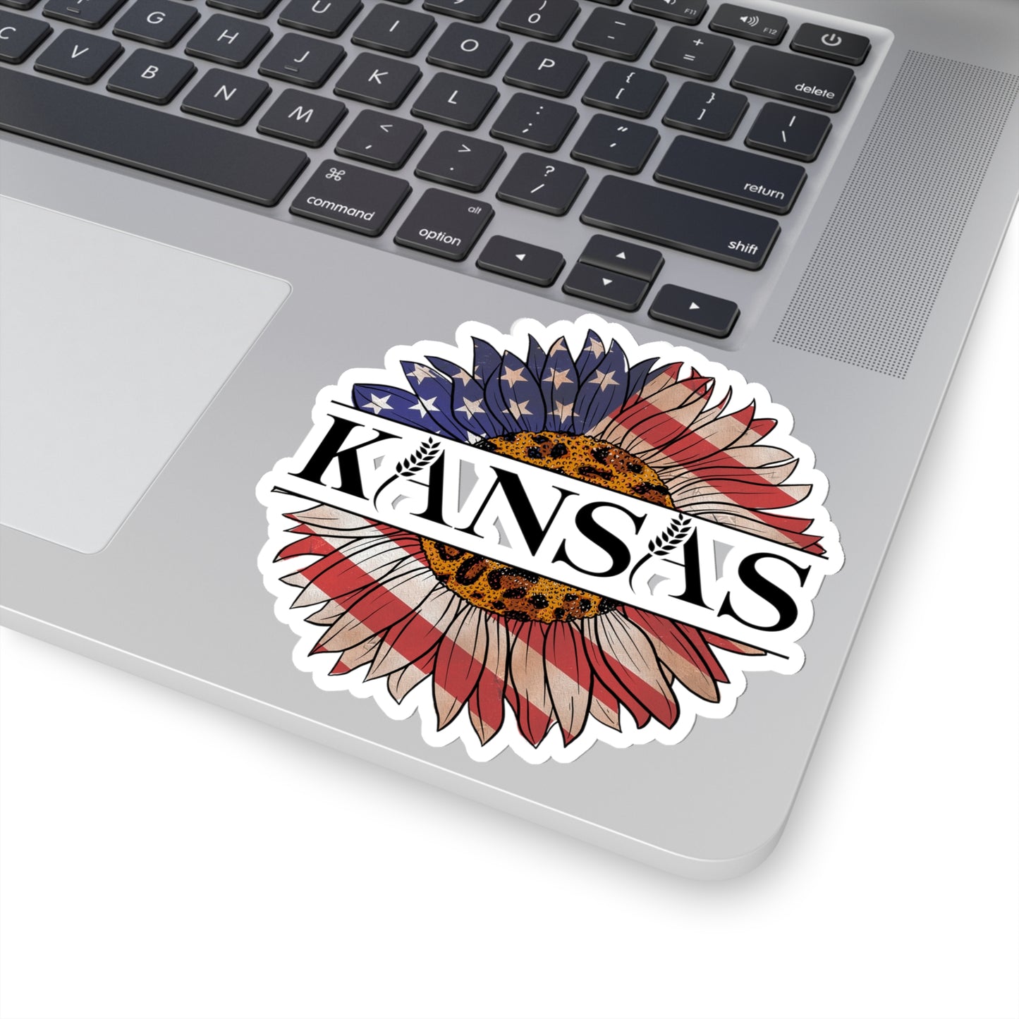 Kansas American Flag Colored Sunflower Kiss-Cut Stickers