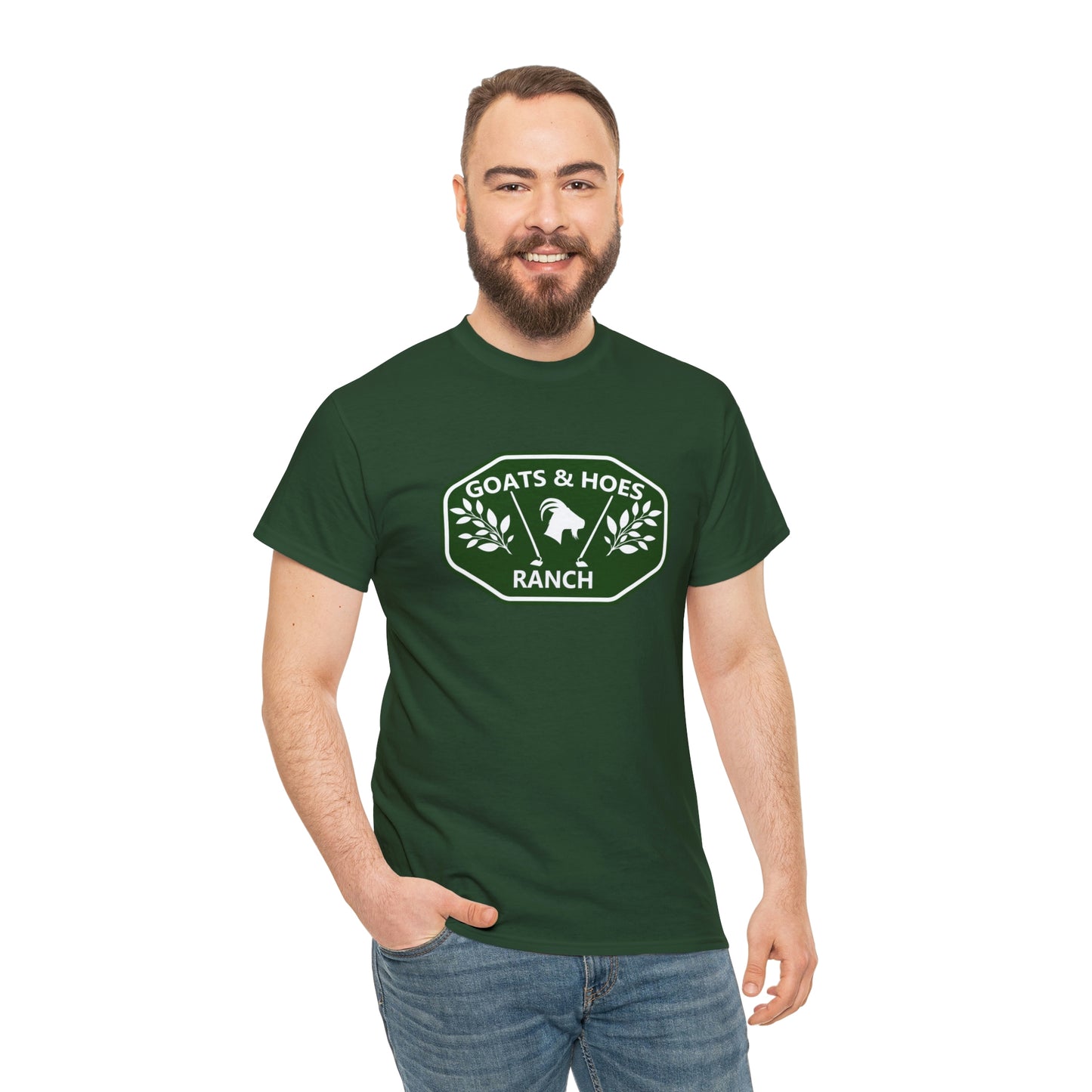 "Goats & Hoes Ranch" One Sided Unisex Heavy Cotton Tee - Printed on Front