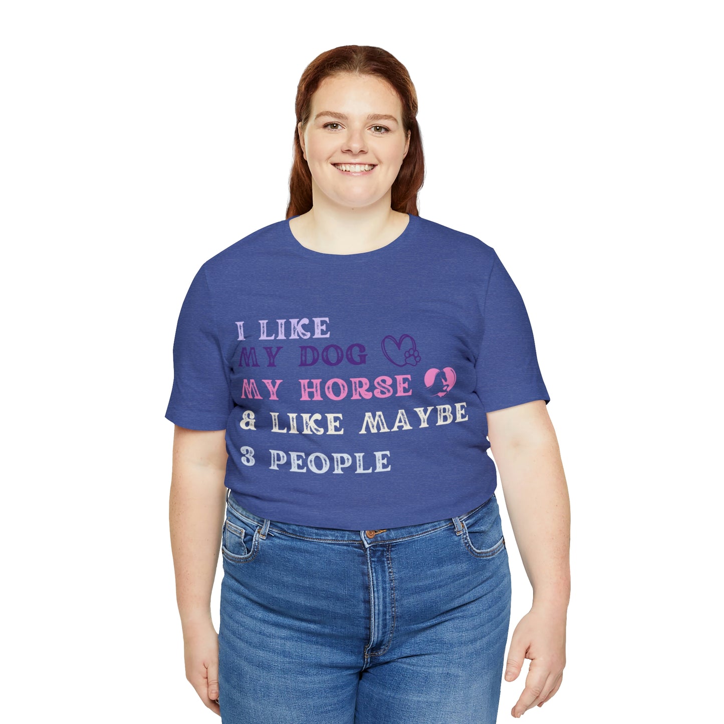 "Dog, Horse & 3 People" One Sided Unisex Jersey Short Sleeve Tee (Printed on Front)