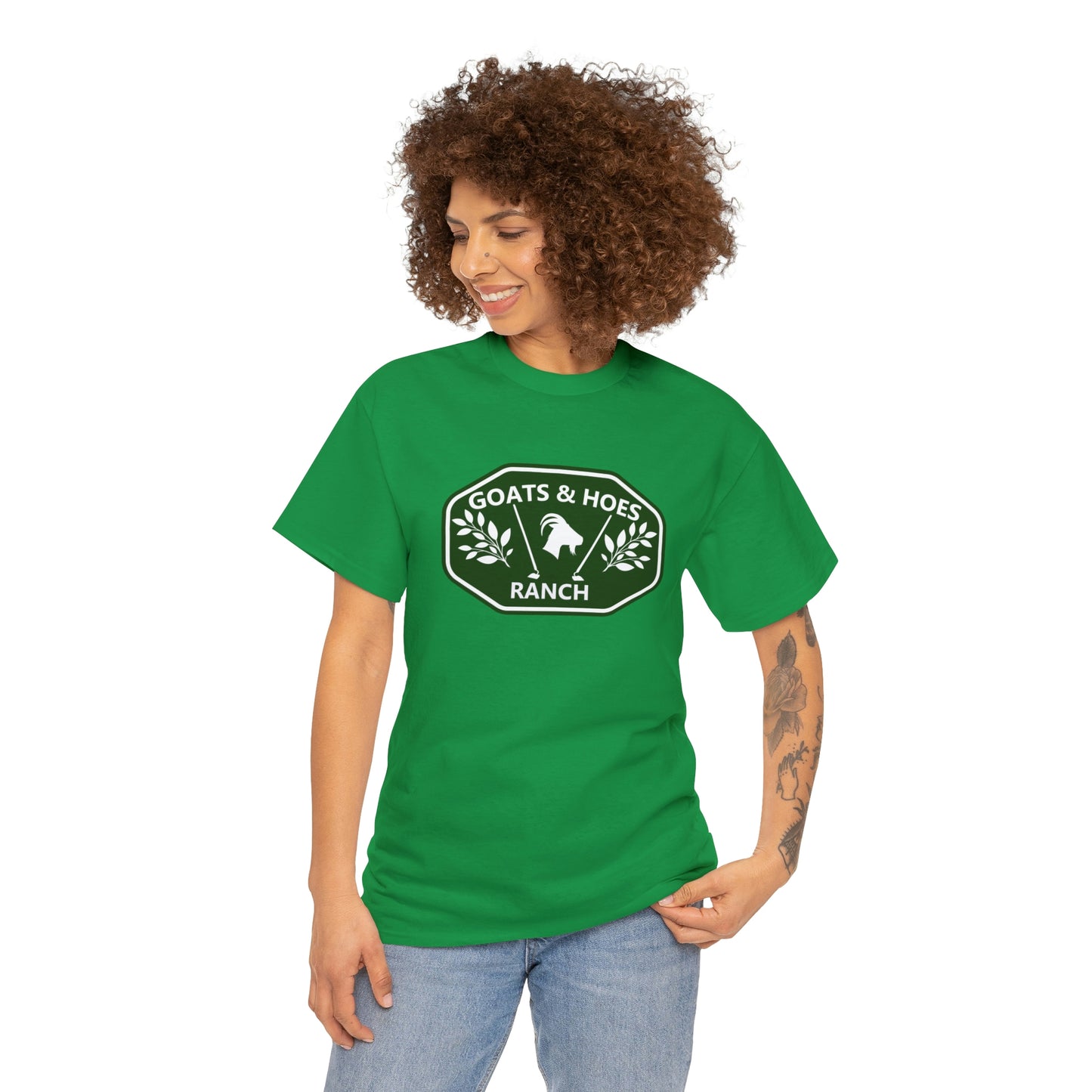 "Goats & Hoes Ranch" One Sided Unisex Heavy Cotton Tee - Printed on Front