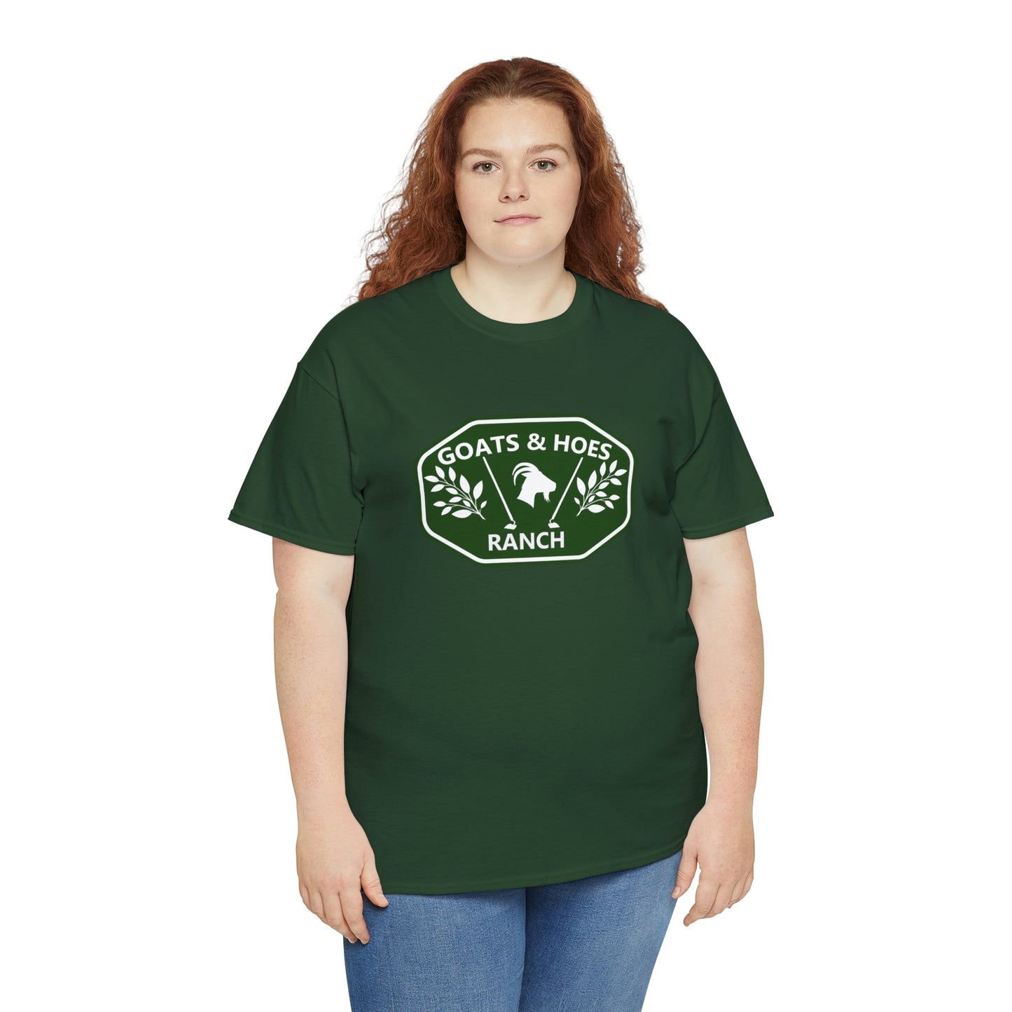 "Goats & Hoes Ranch" One Sided Unisex Heavy Cotton Tee - Printed on Front