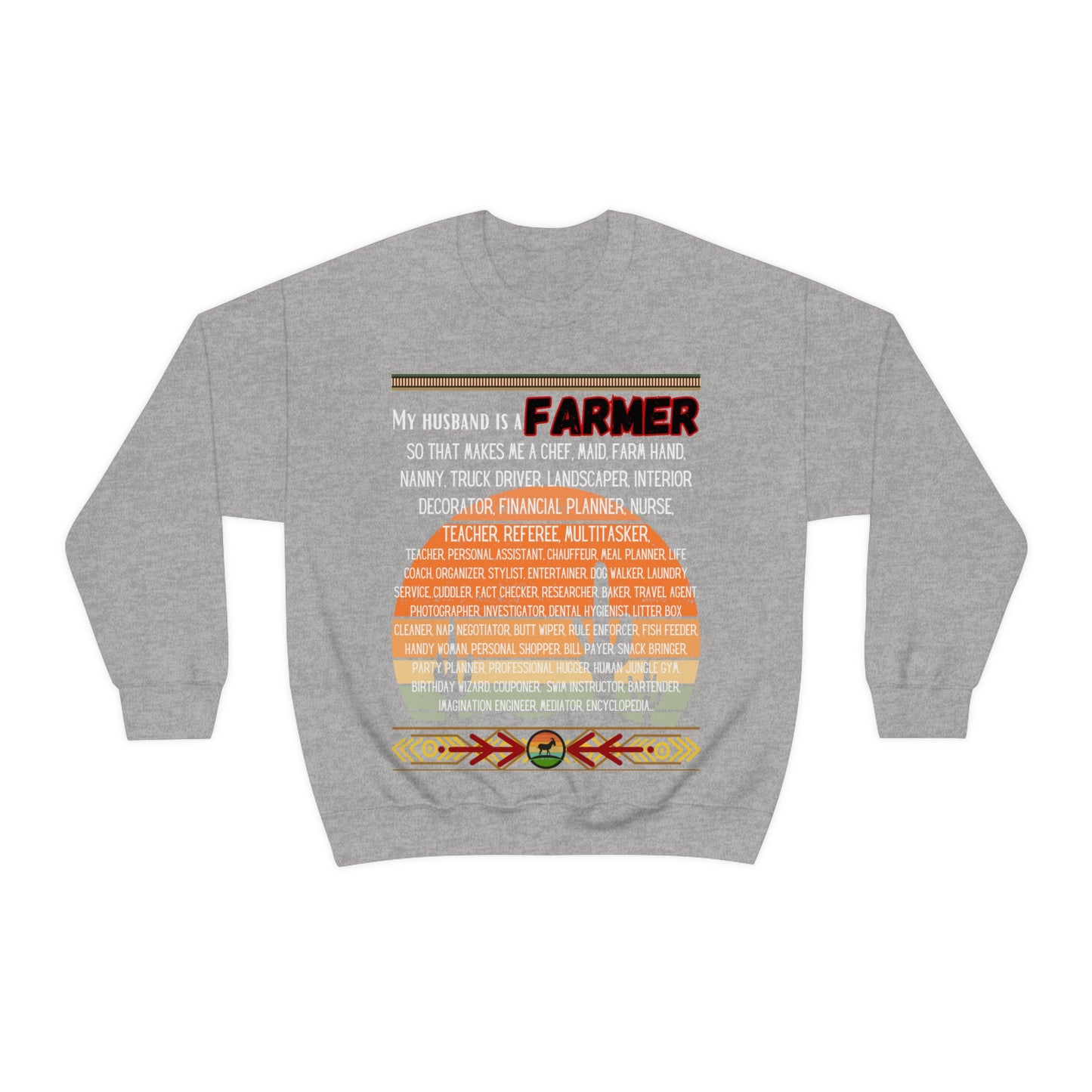 Farmer's Wife (White Lettering) One Sided Unisex Heavy Blend™ Crewneck Sweatshirt (Printed on Front)
