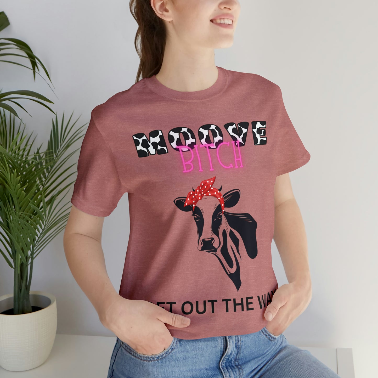 Funny Farming Cow Shirt- One Sided Unisex Jersey Short Sleeve Tee (Printed on back) Moove Bitch