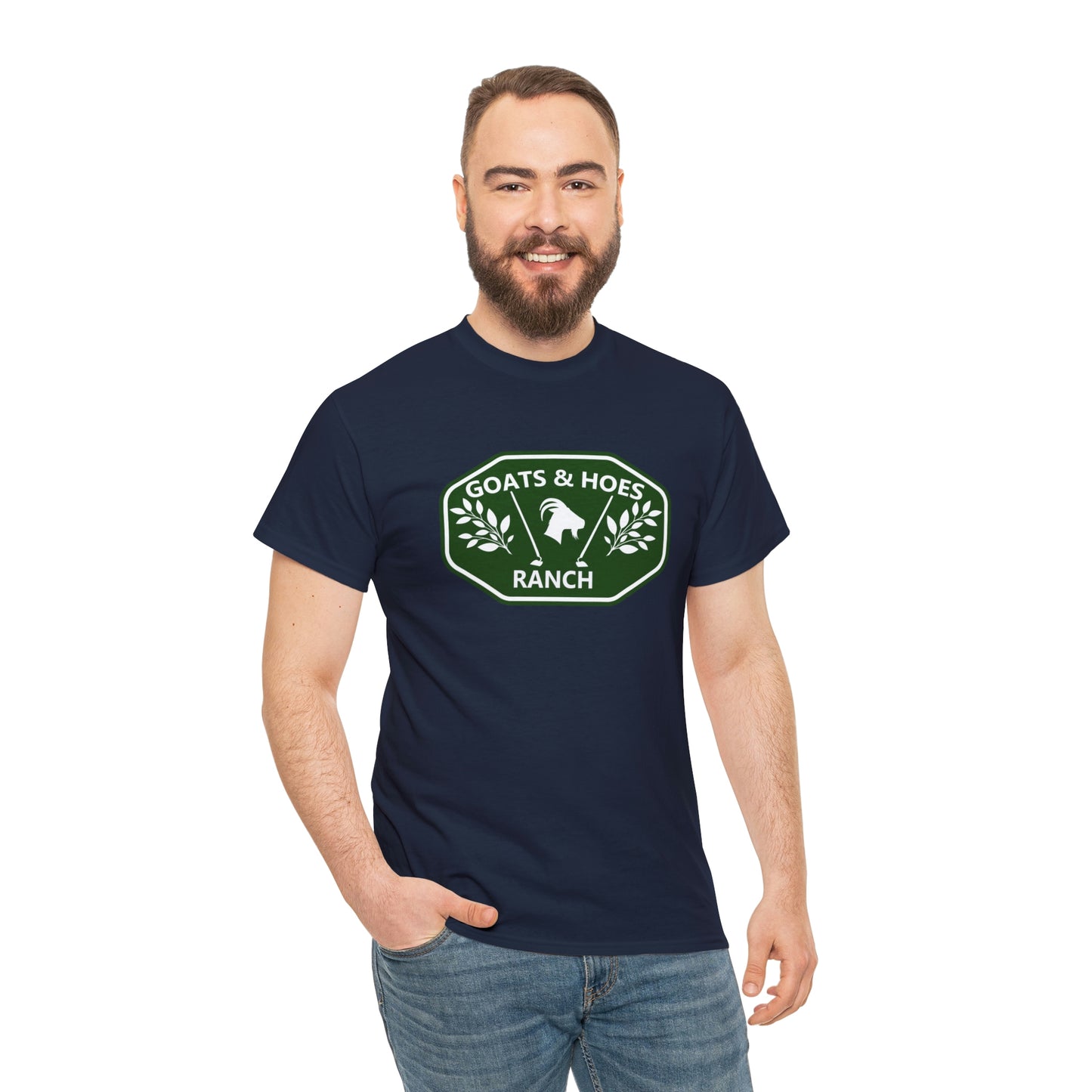 "Goats & Hoes Ranch" One Sided Unisex Heavy Cotton Tee - Printed on Front